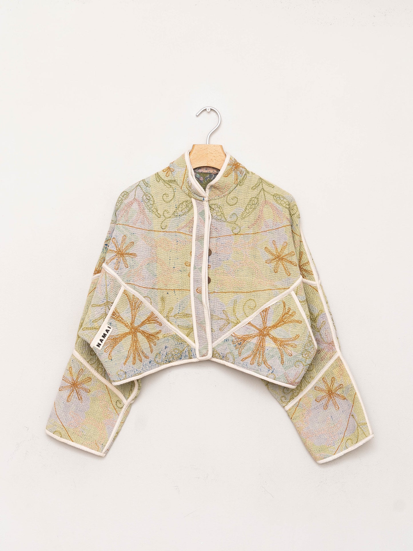 The Kaira Cropped Suzani Quilted Kantha Jacket