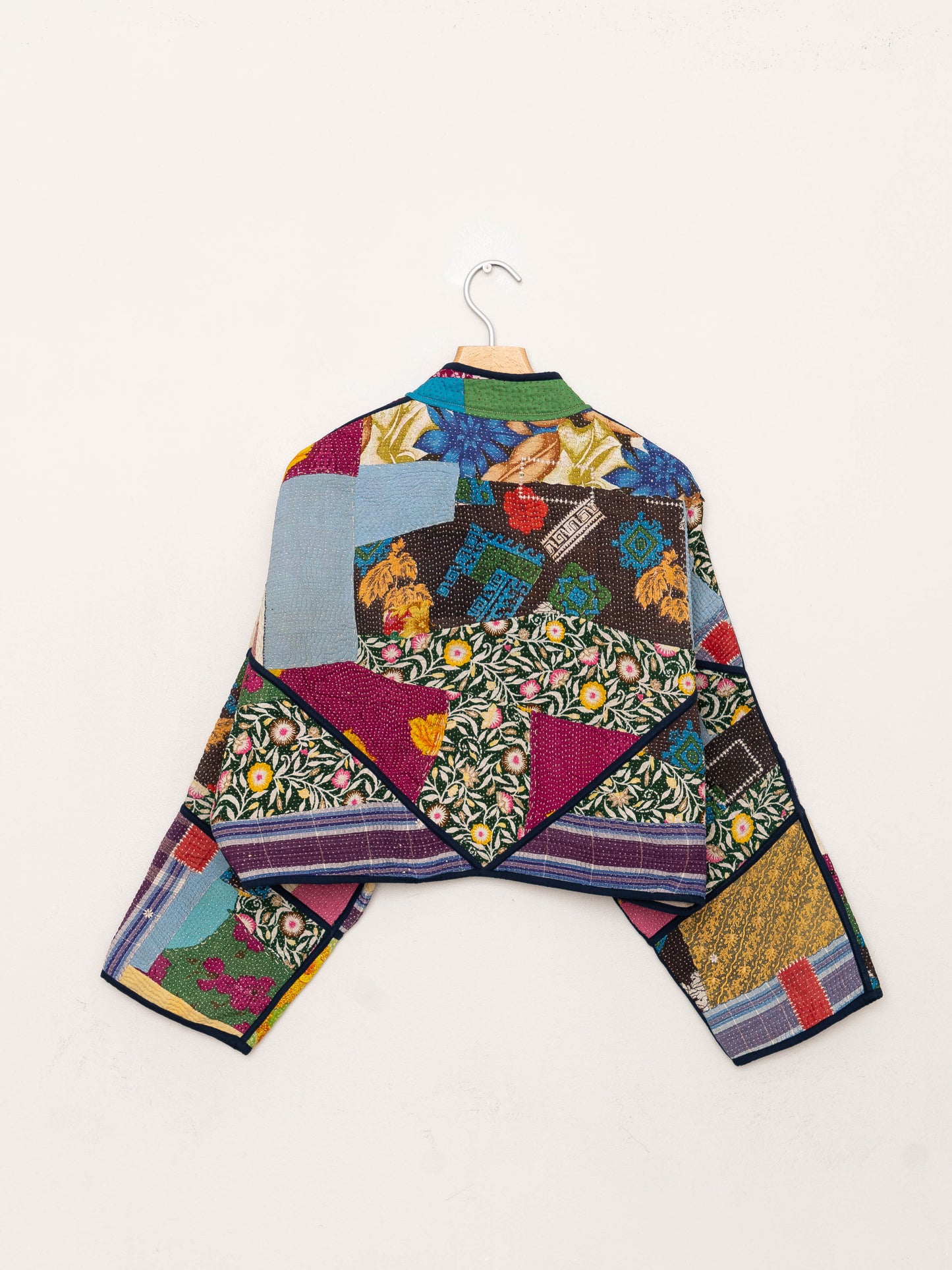 The Kaira Cropped Quilted Patchwork Kantha Jacket