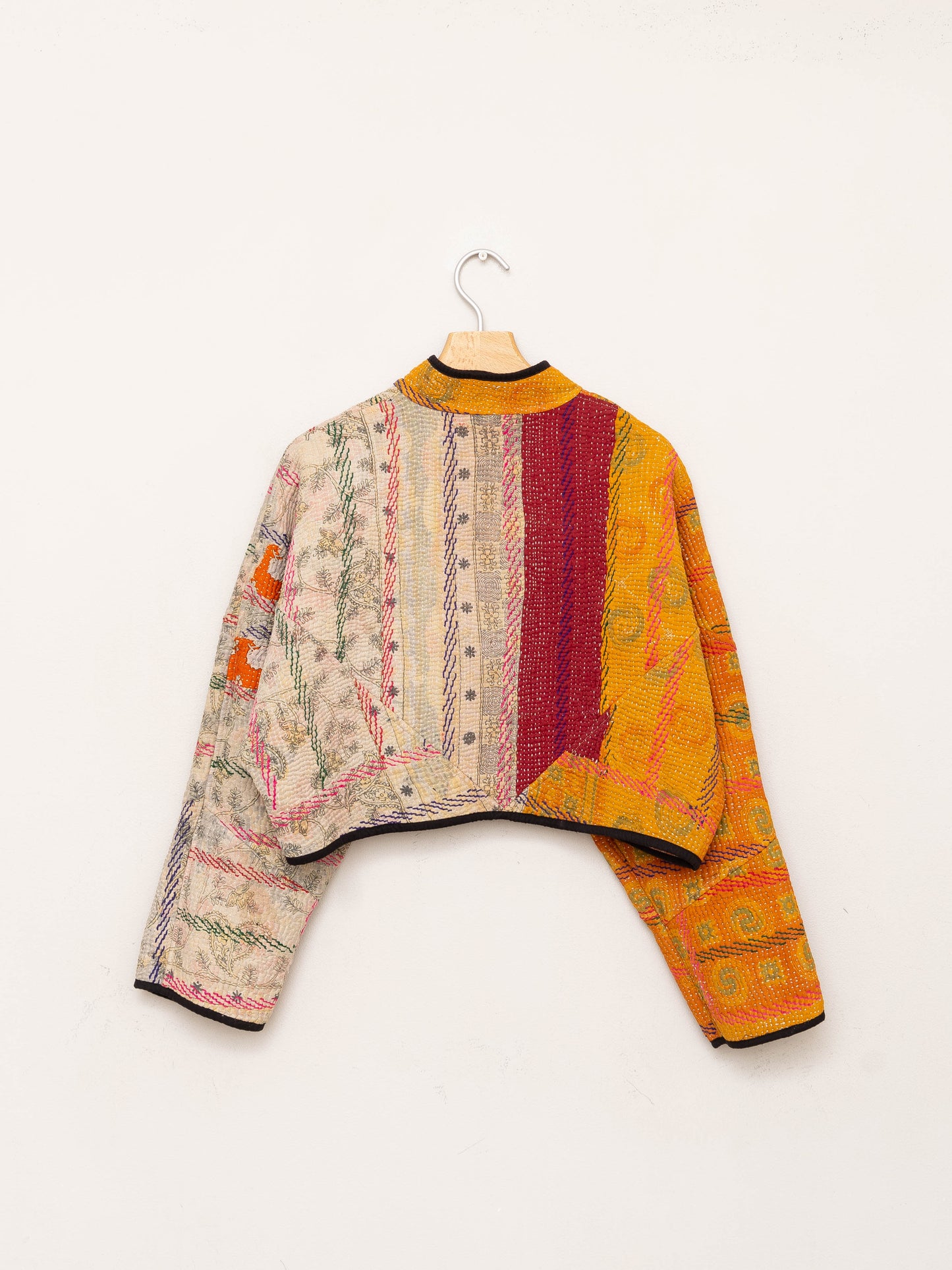 The Kaira Cropped Quilted Patchwork Kantha Jacket