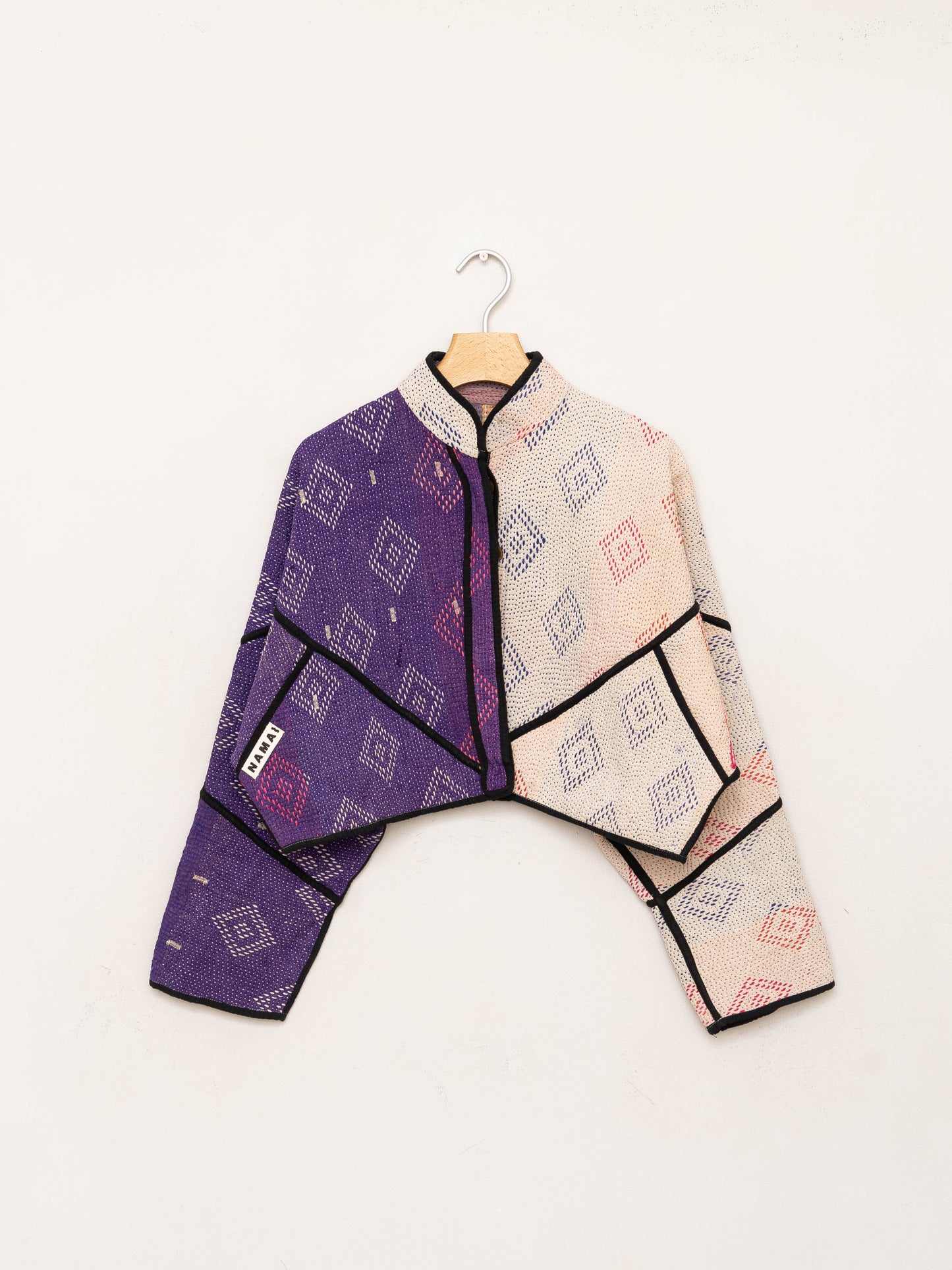 The Kaira Cropped Quilted Patchwork Kantha Jacket