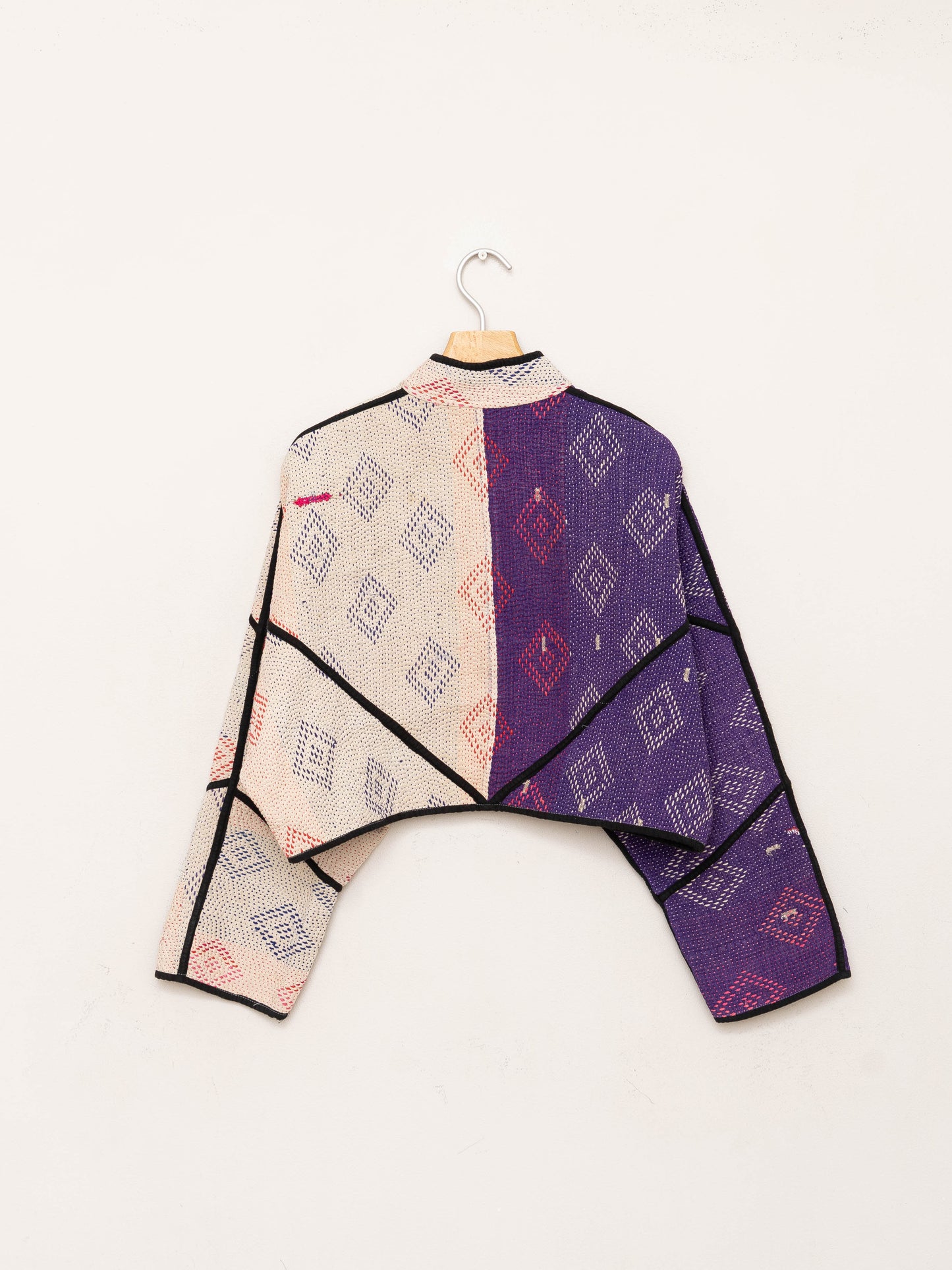 The Kaira Cropped Quilted Patchwork Kantha Jacket