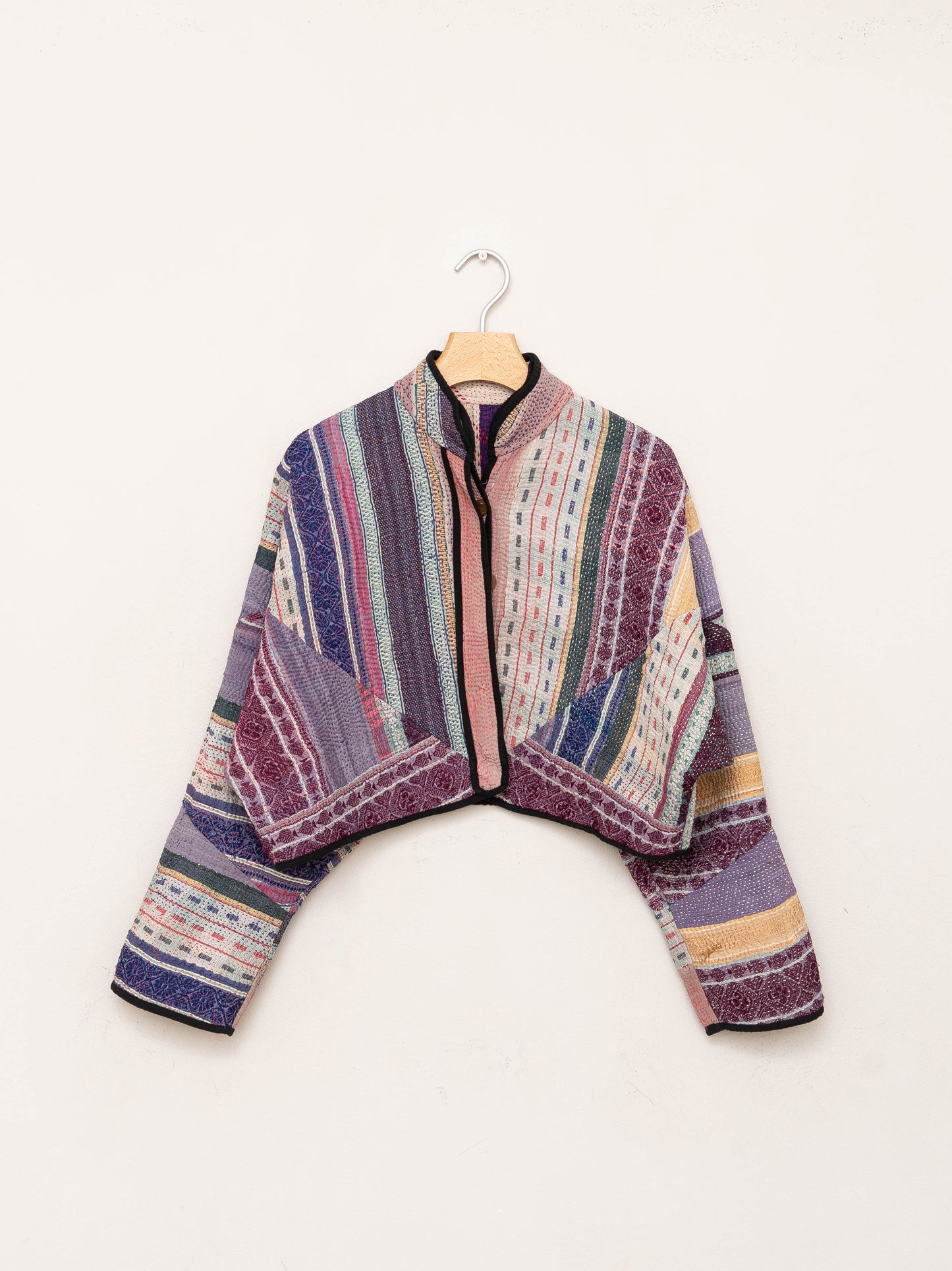 The Kaira Cropped Quilted Patchwork Kantha Jacket