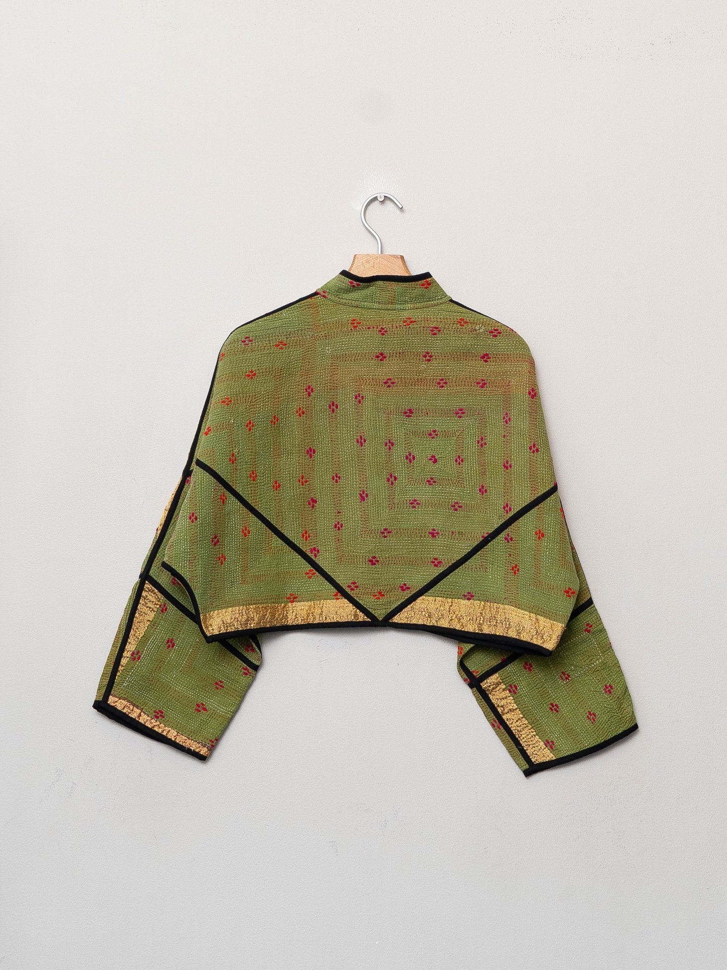 The Kaira Cropped Quilted Patchwork Kantha Jacket