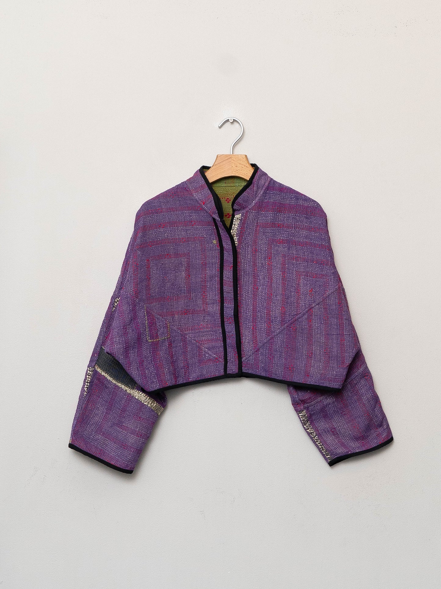 The Kaira Cropped Quilted Patchwork Kantha Jacket