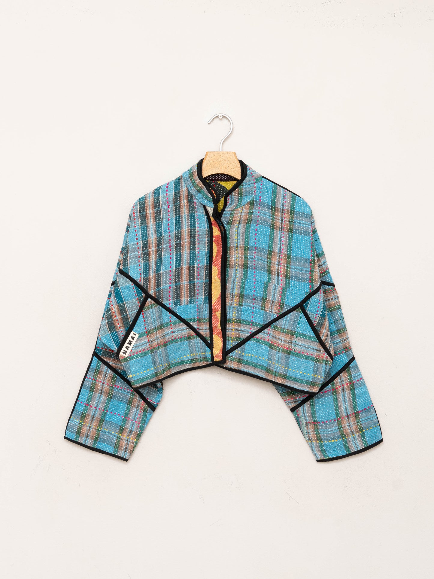 The Kaira Cropped Quilted Patchwork Kantha Jacket