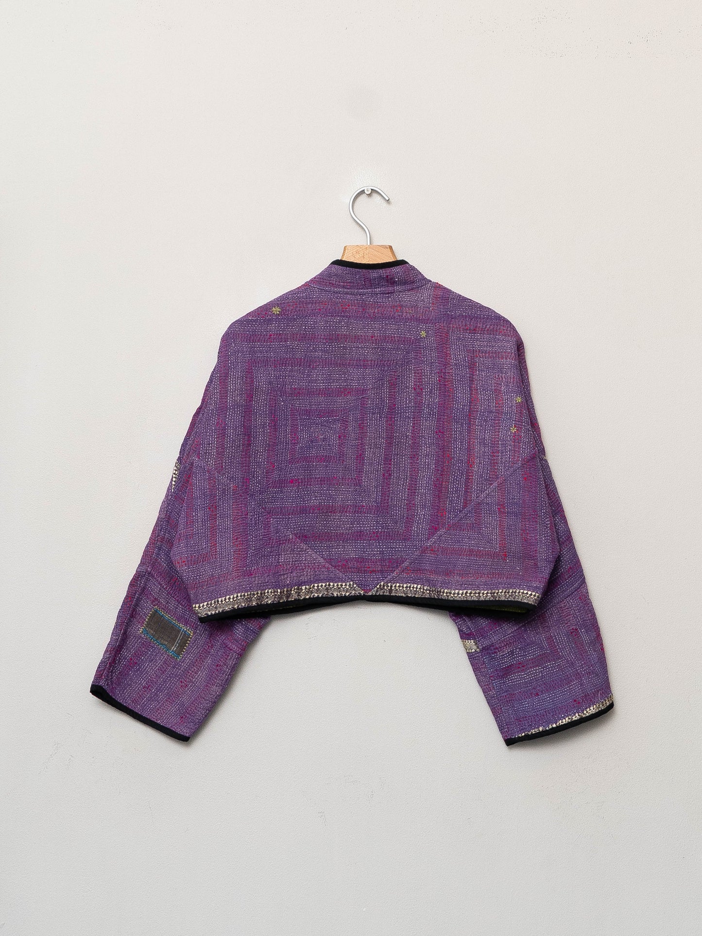The Kaira Cropped Quilted Patchwork Kantha Jacket