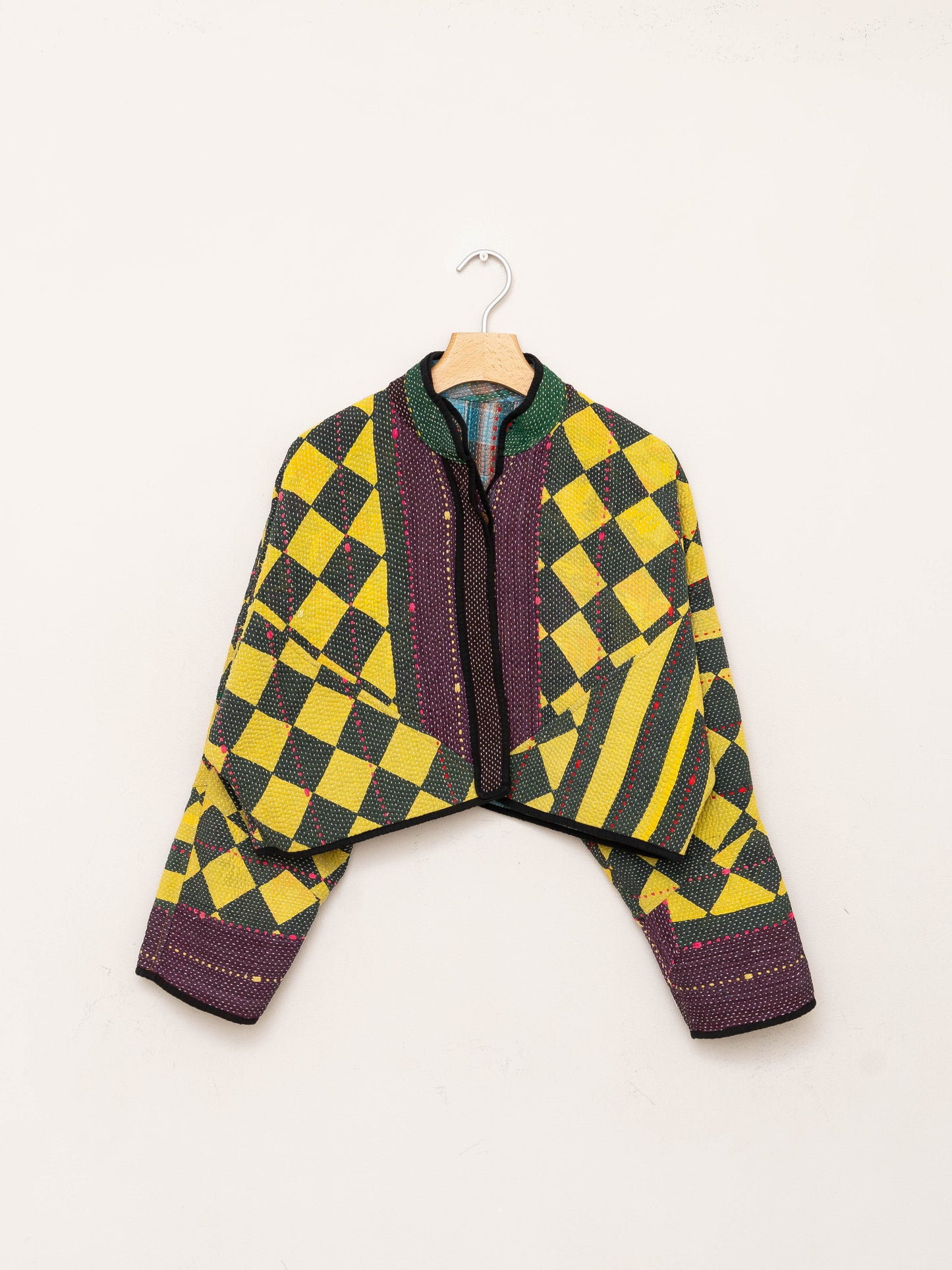 The Kaira Cropped Quilted Patchwork Kantha Jacket