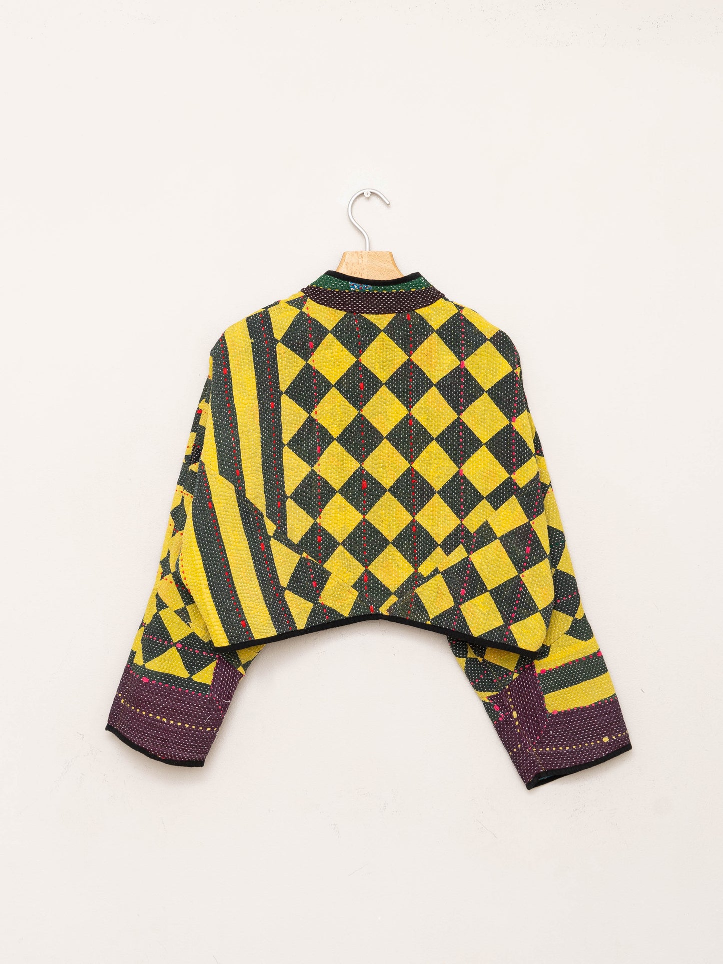 The Kaira Cropped Quilted Patchwork Kantha Jacket