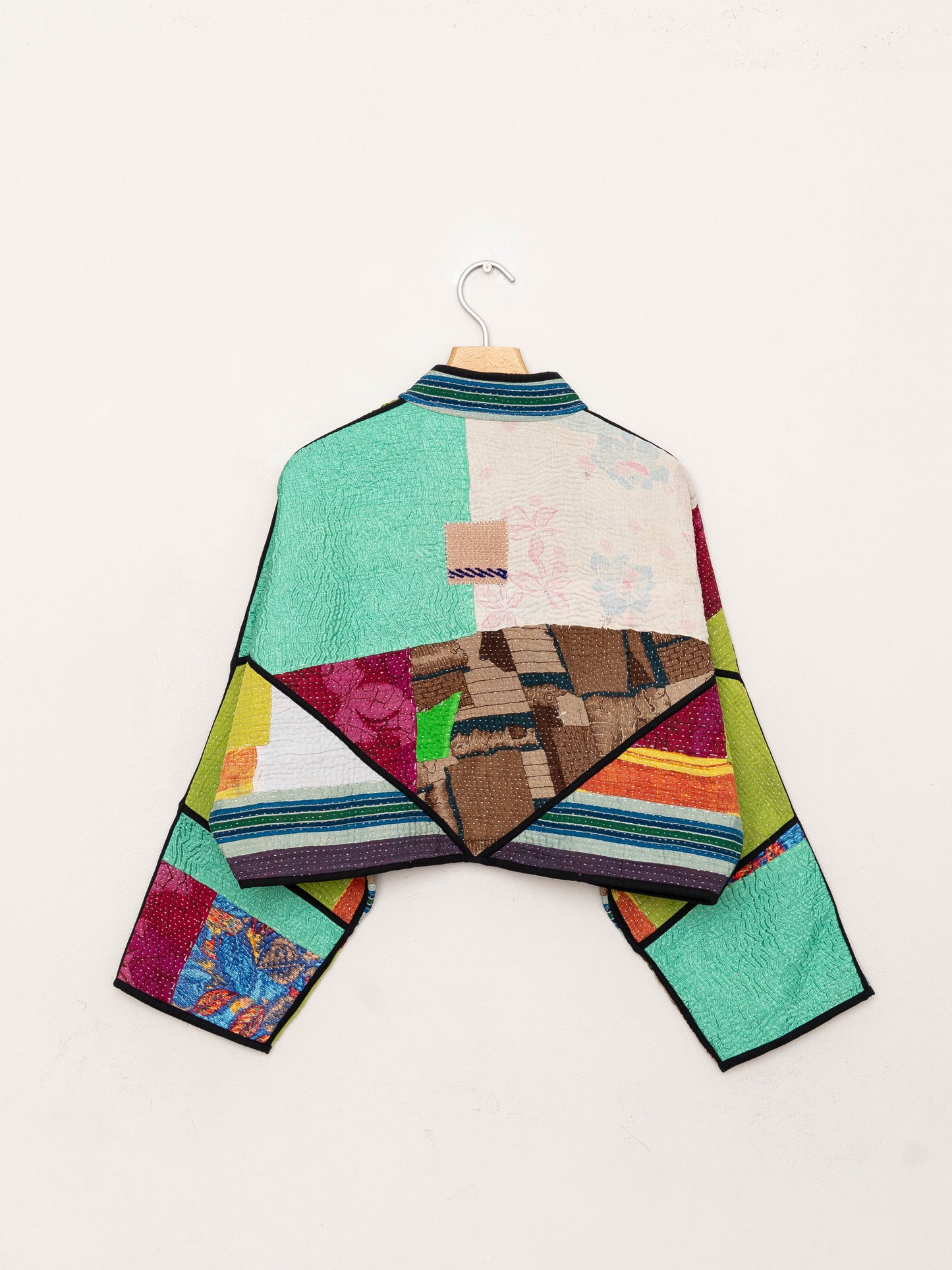 The Kaira Cropped Quilted Patchwork Kantha Jacket