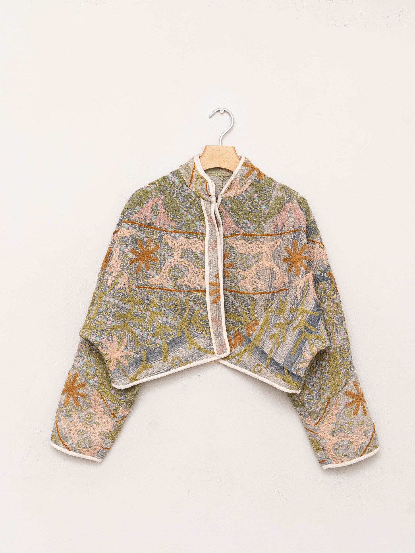 The Kaira Cropped Suzani Quilted Kantha Jacket