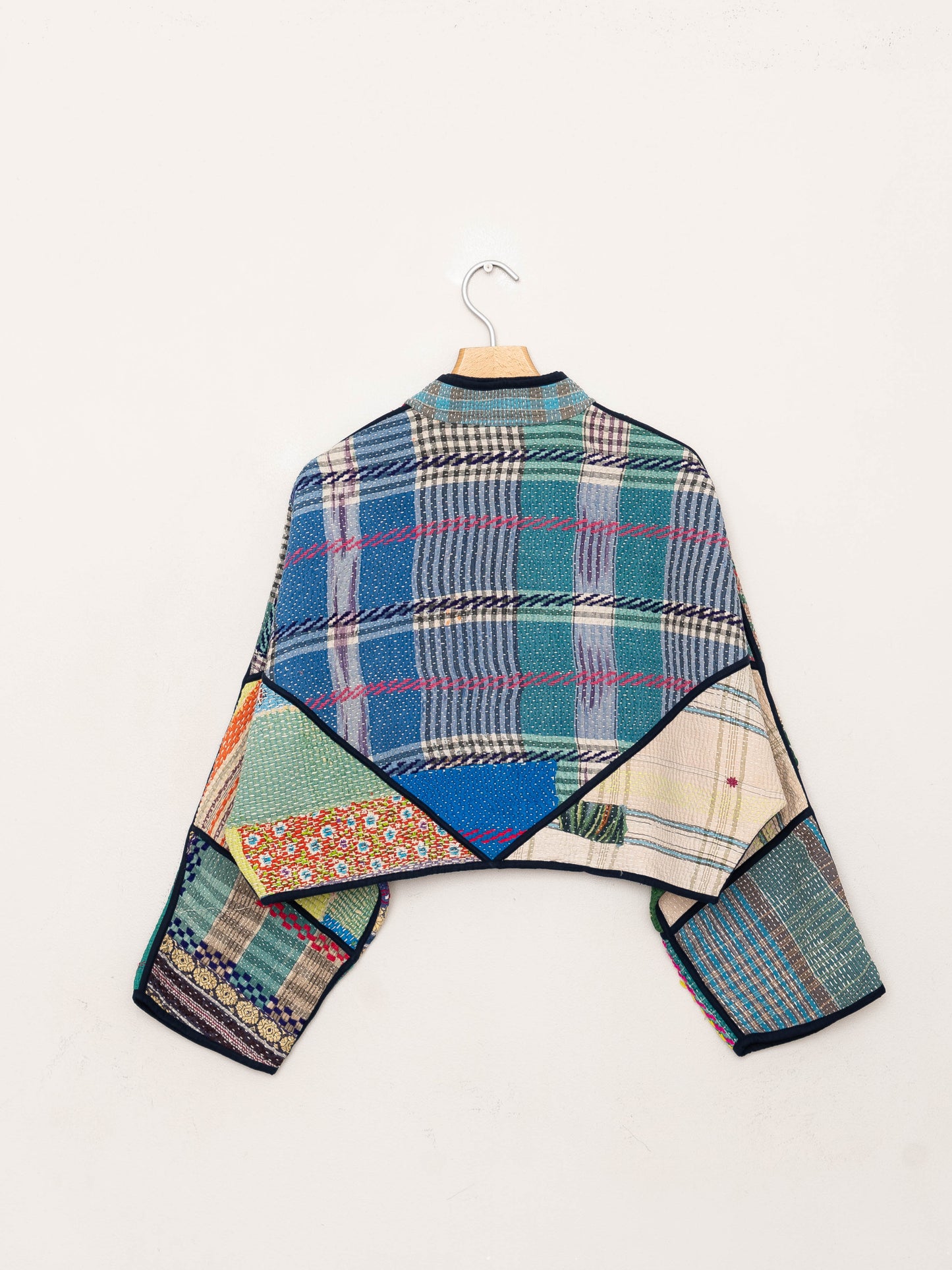 The Kaira Cropped Quilted Patchwork Kantha Jacket