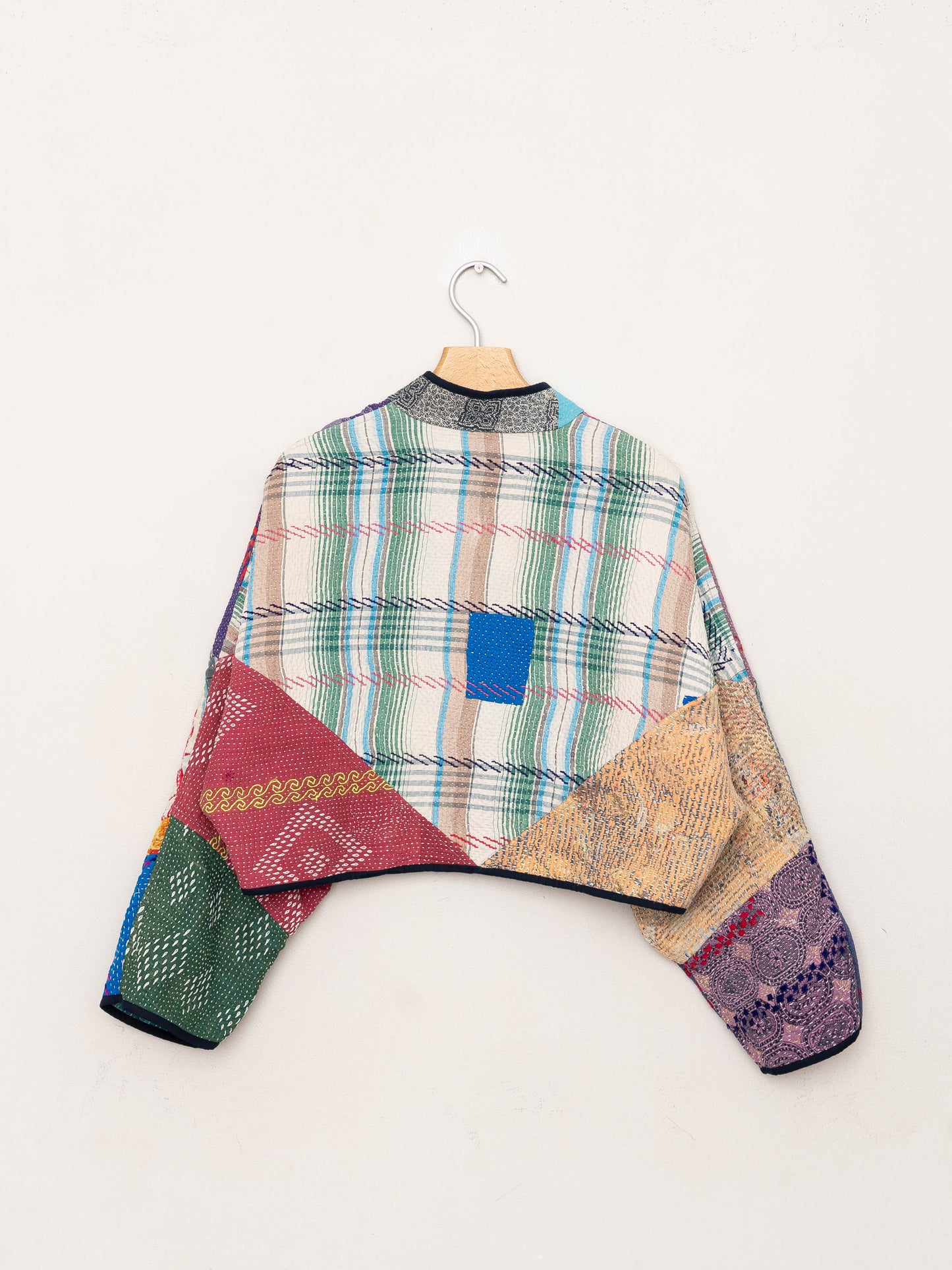 The Kaira Cropped Quilted Patchwork Kantha Jacket