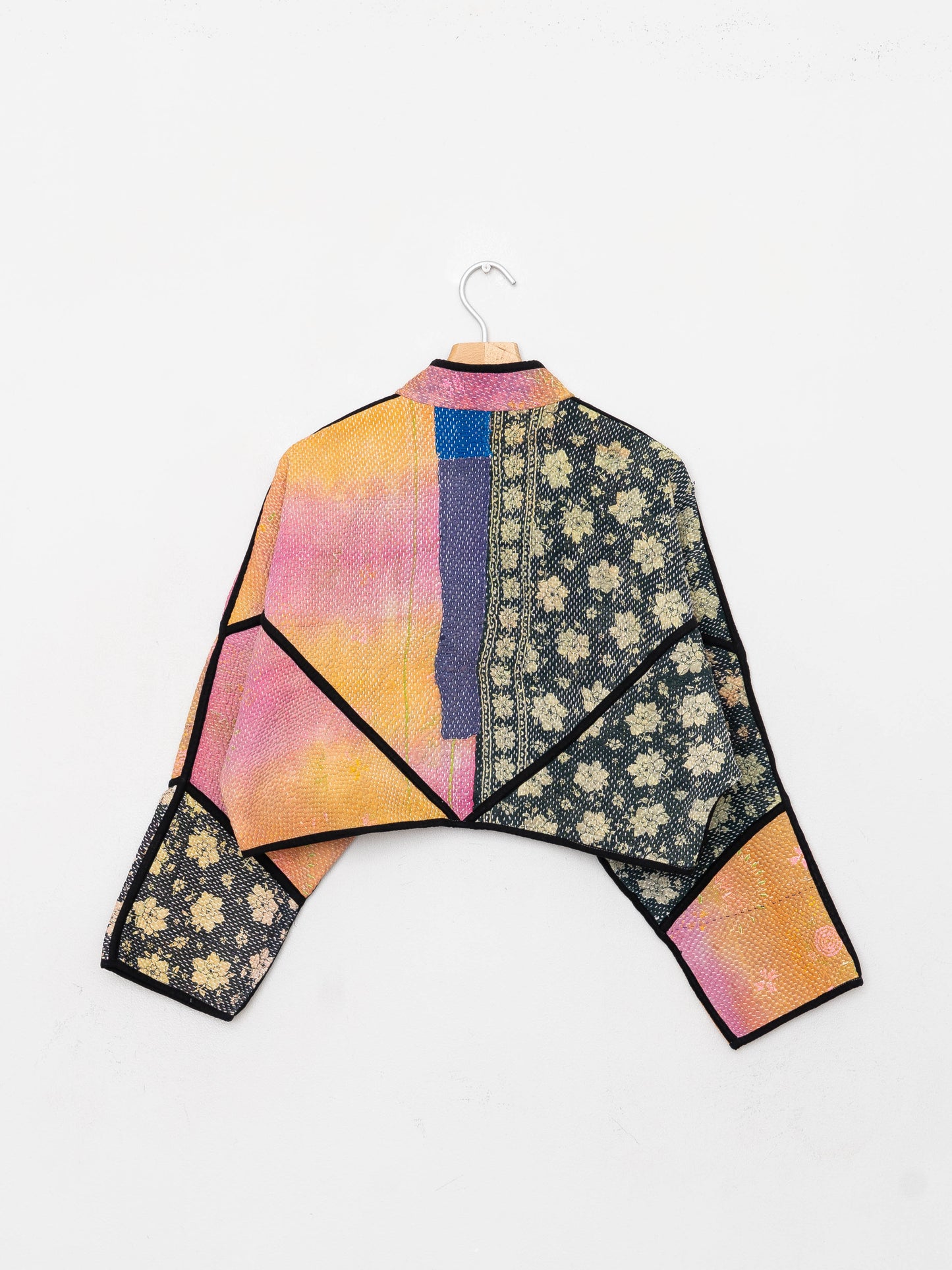 The Kaira Cropped Quilted Patchwork Kantha Jacket