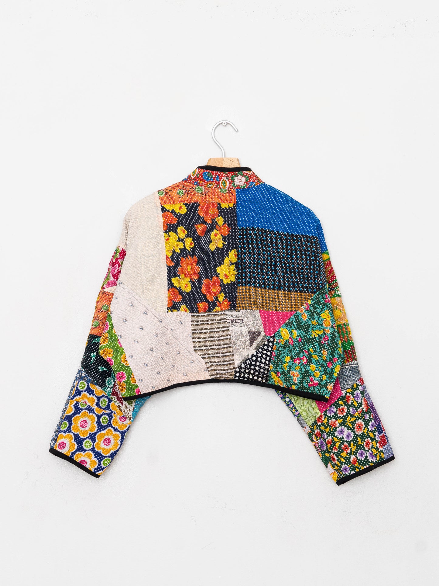 The Kaira Cropped Quilted Patchwork Kantha Jacket