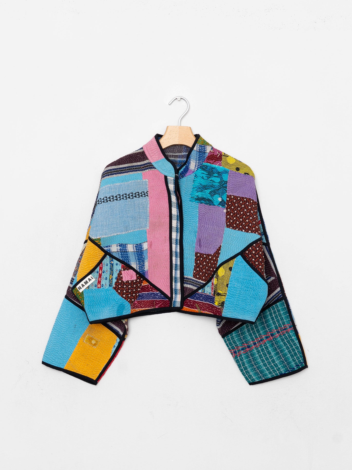 The Kaira Cropped Quilted Patchwork Kantha Jacket