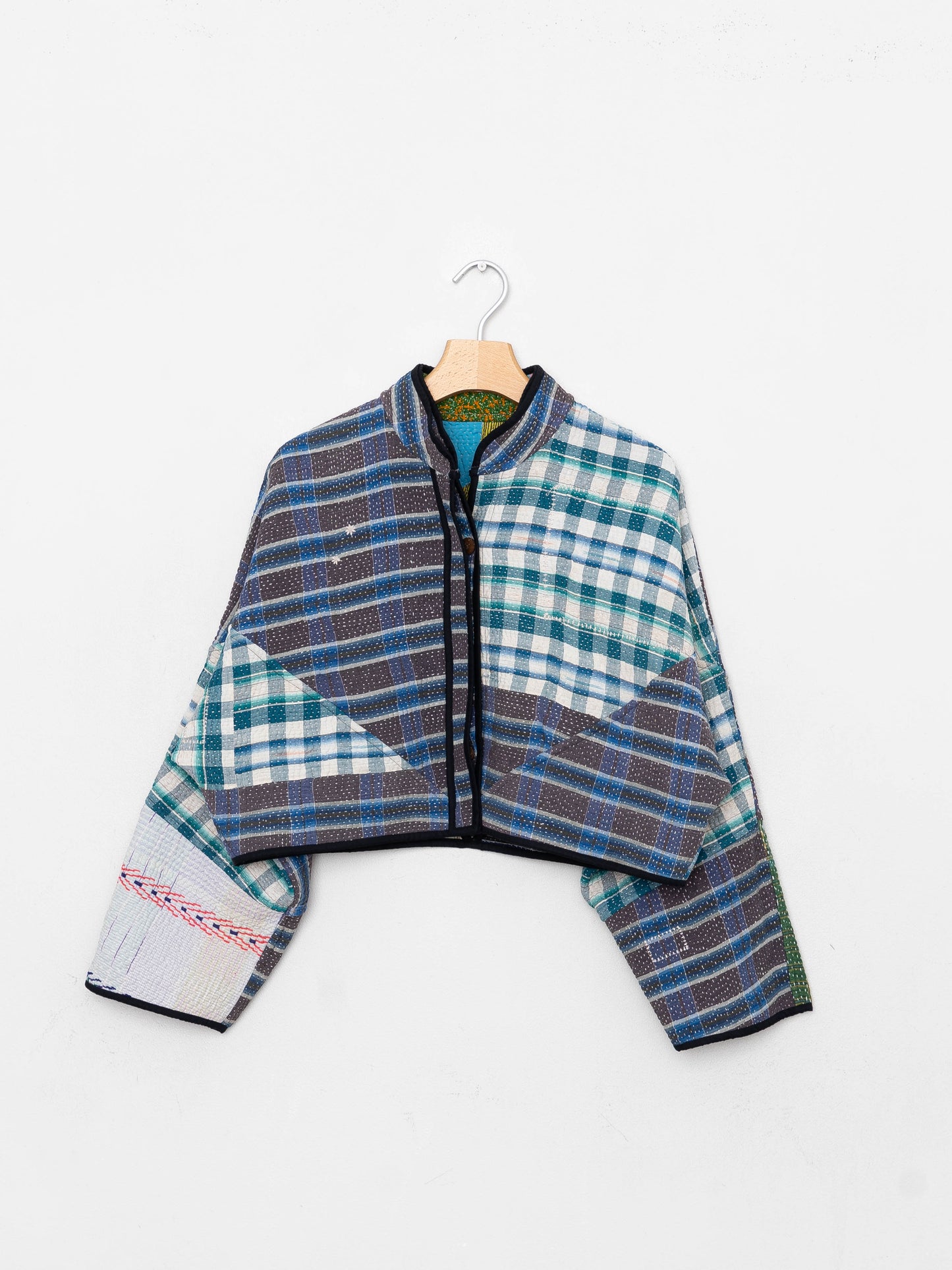 The Kaira Cropped Quilted Patchwork Kantha Jacket