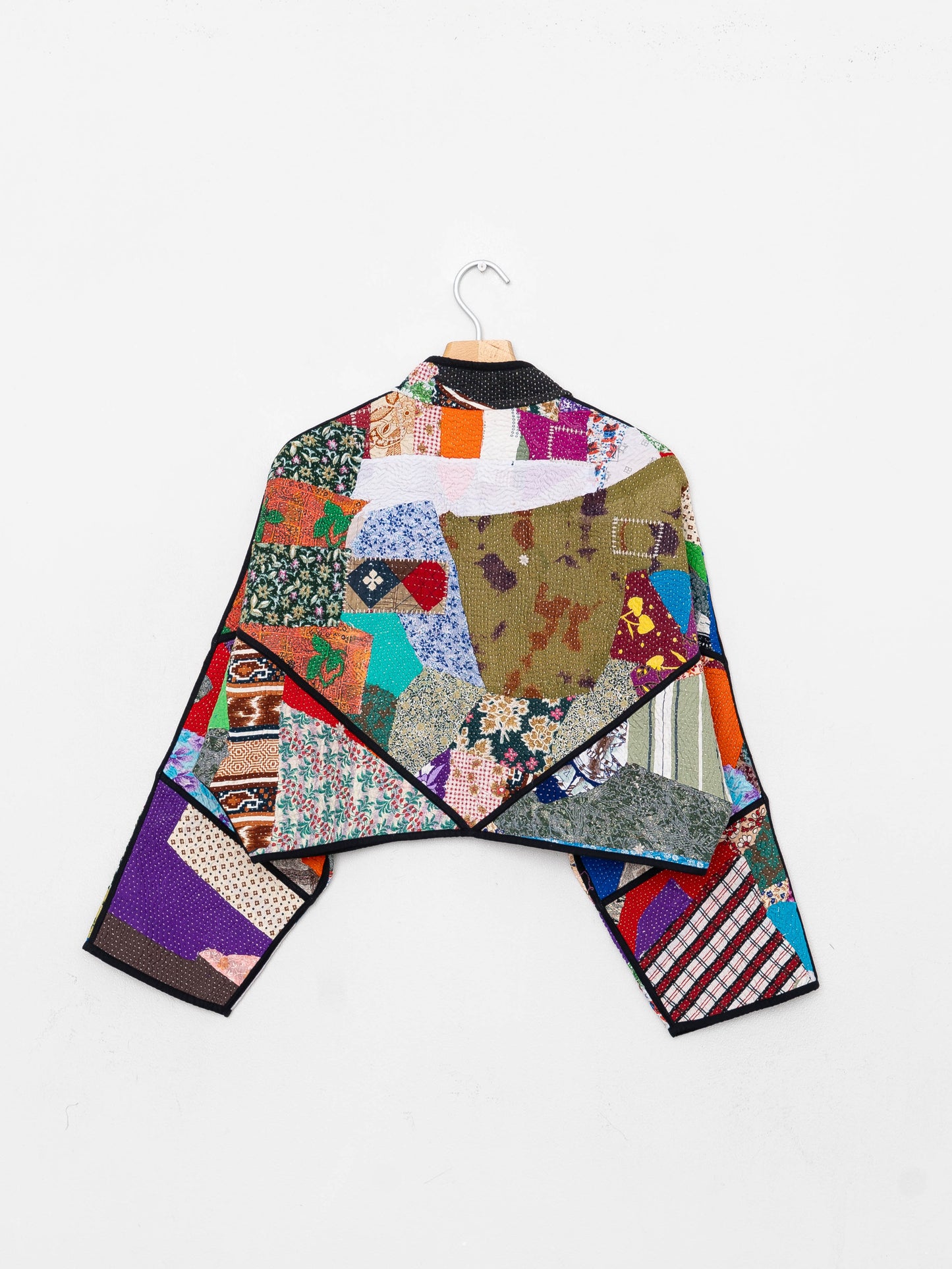 The Kaira Cropped Quilted Patchwork Kantha Jacket