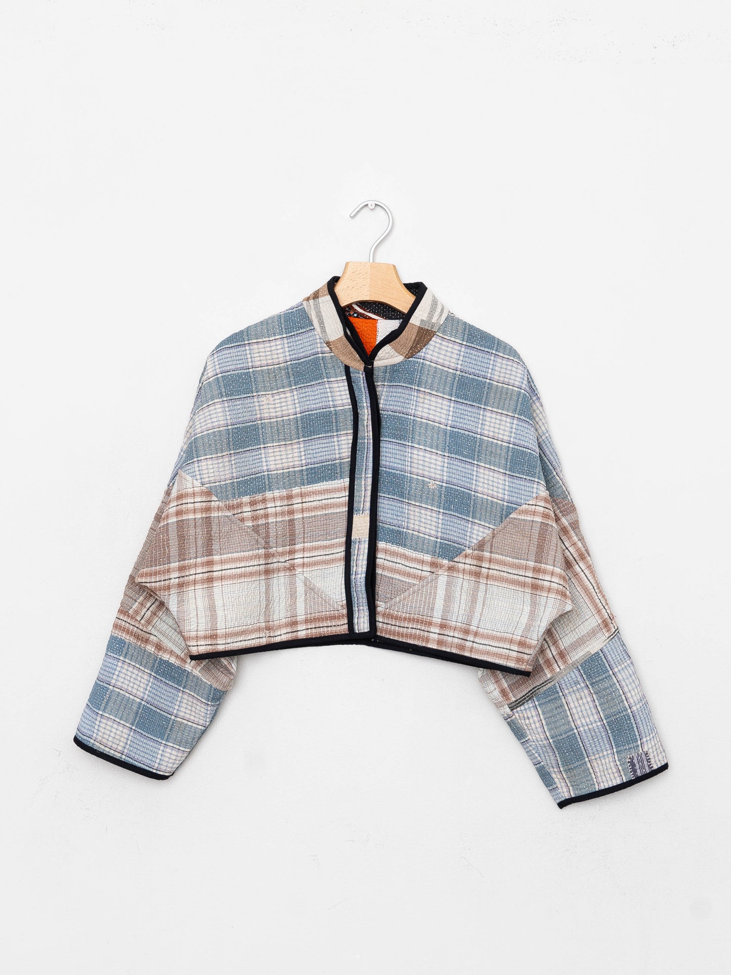 The Kaira Cropped Quilted Patchwork Kantha Jacket