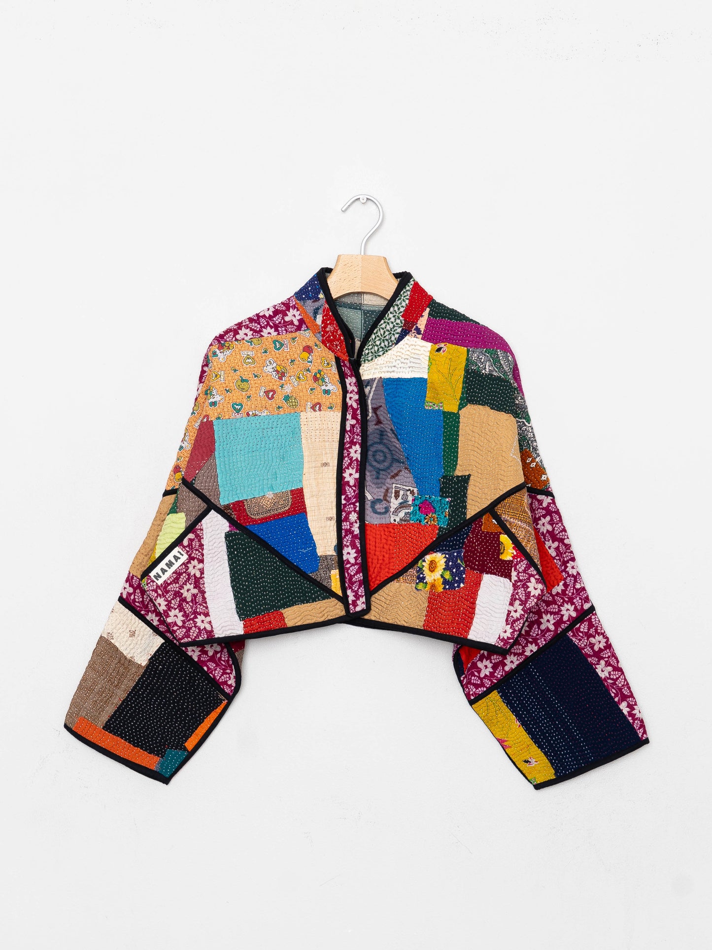 The Kaira Cropped Quilted Patchwork Kantha Jacket