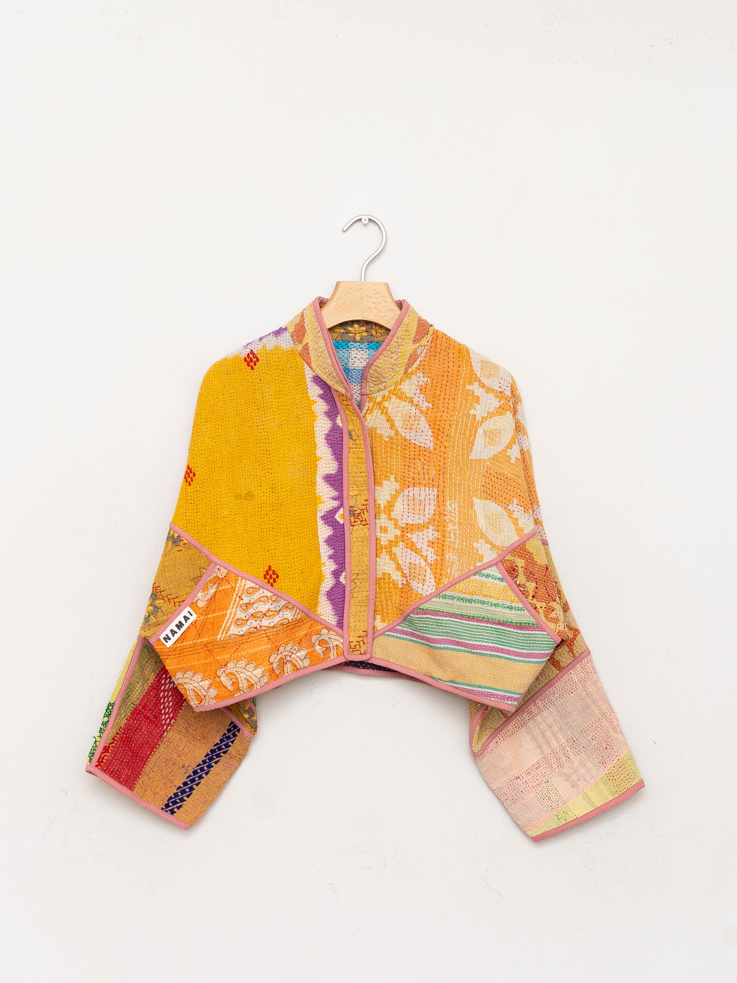 The Kaira Cropped Quilted Patchwork Kantha Jacket