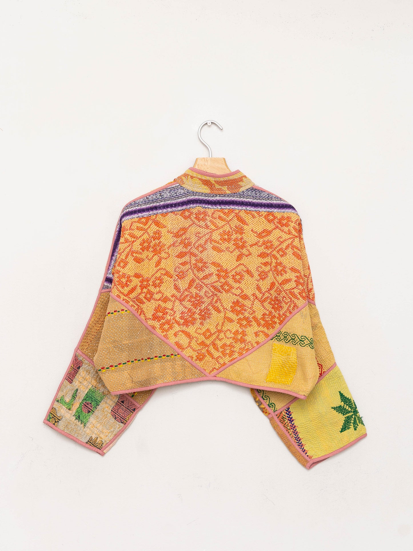 The Kaira Cropped Quilted Patchwork Kantha Jacket