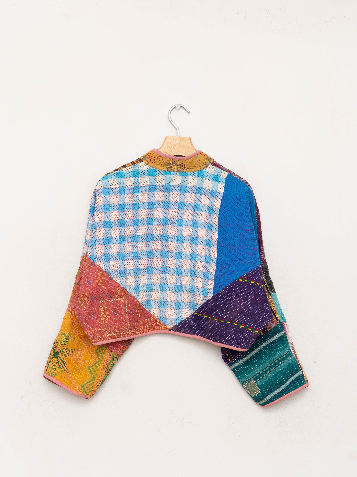 The Kaira Cropped Quilted Patchwork Kantha Jacket
