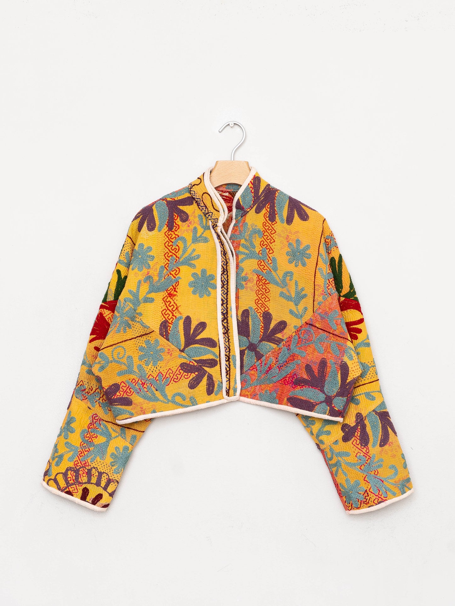 The Kaira Cropped Suzani Quilted Kantha Jacket