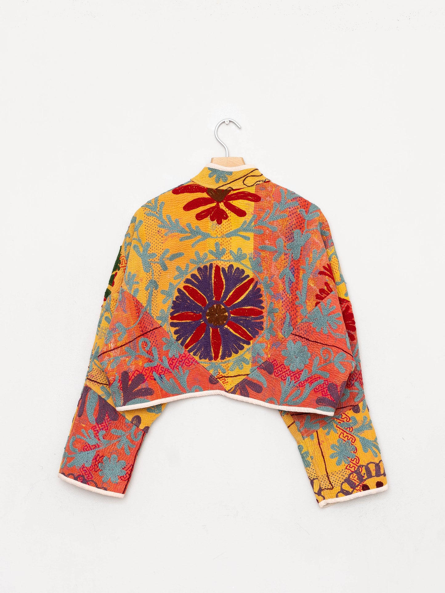 The Kaira Cropped Suzani Quilted Kantha Jacket