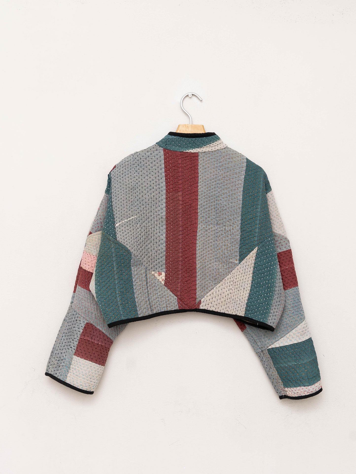 The Kaira Cropped Quilted Patchwork Kantha Jacket