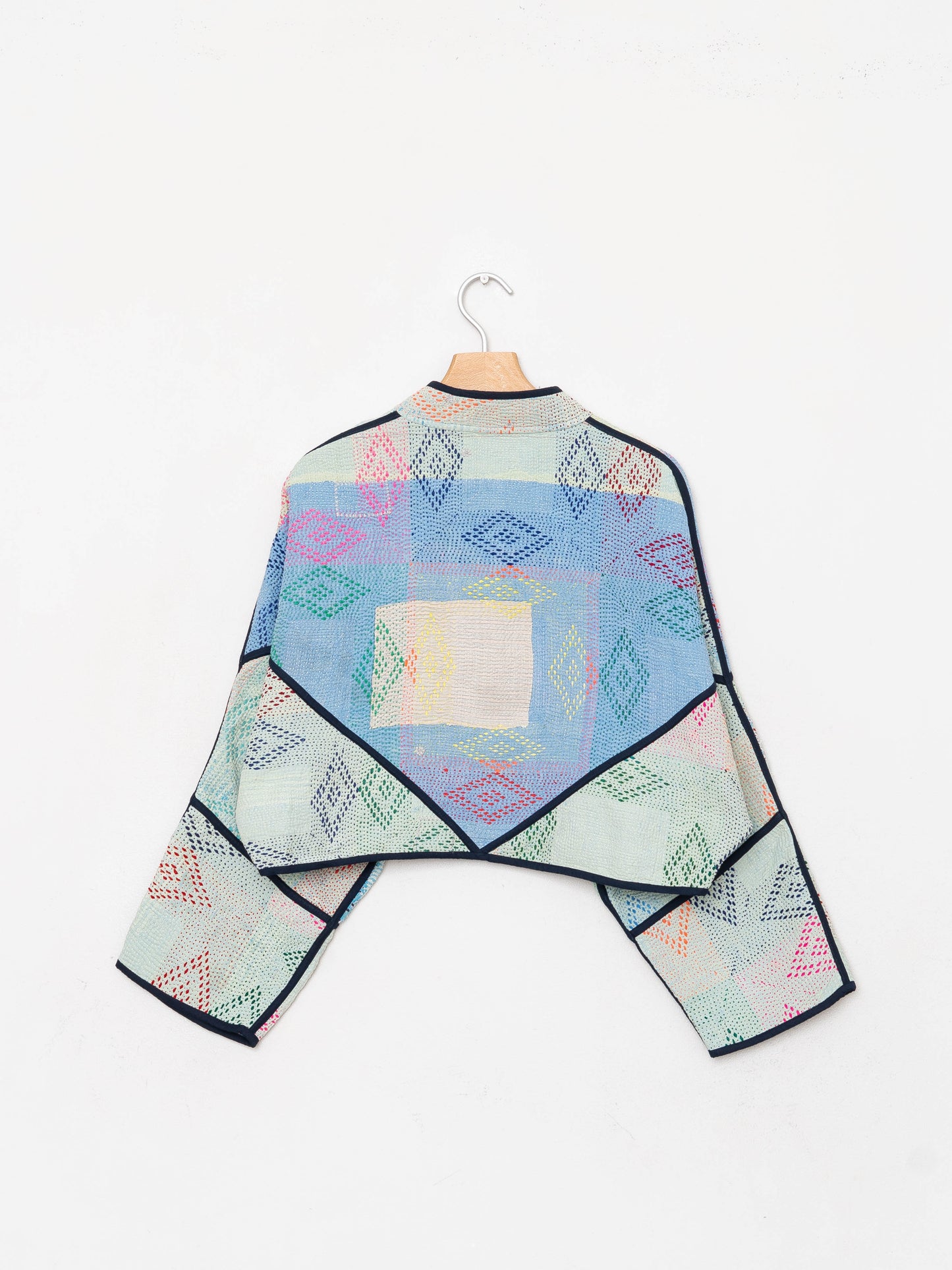 The Kaira Cropped Quilted Patchwork Kantha Jacket
