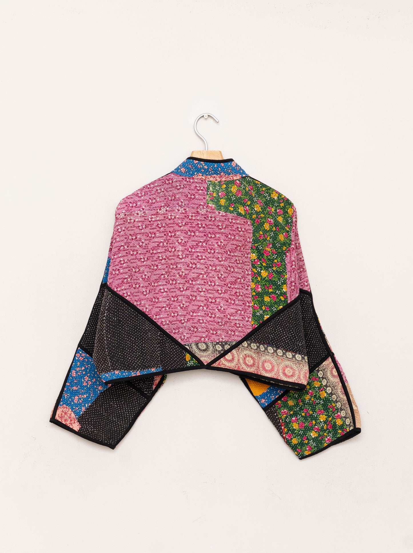 The Kaira Cropped Quilted Patchwork Kantha Jacket