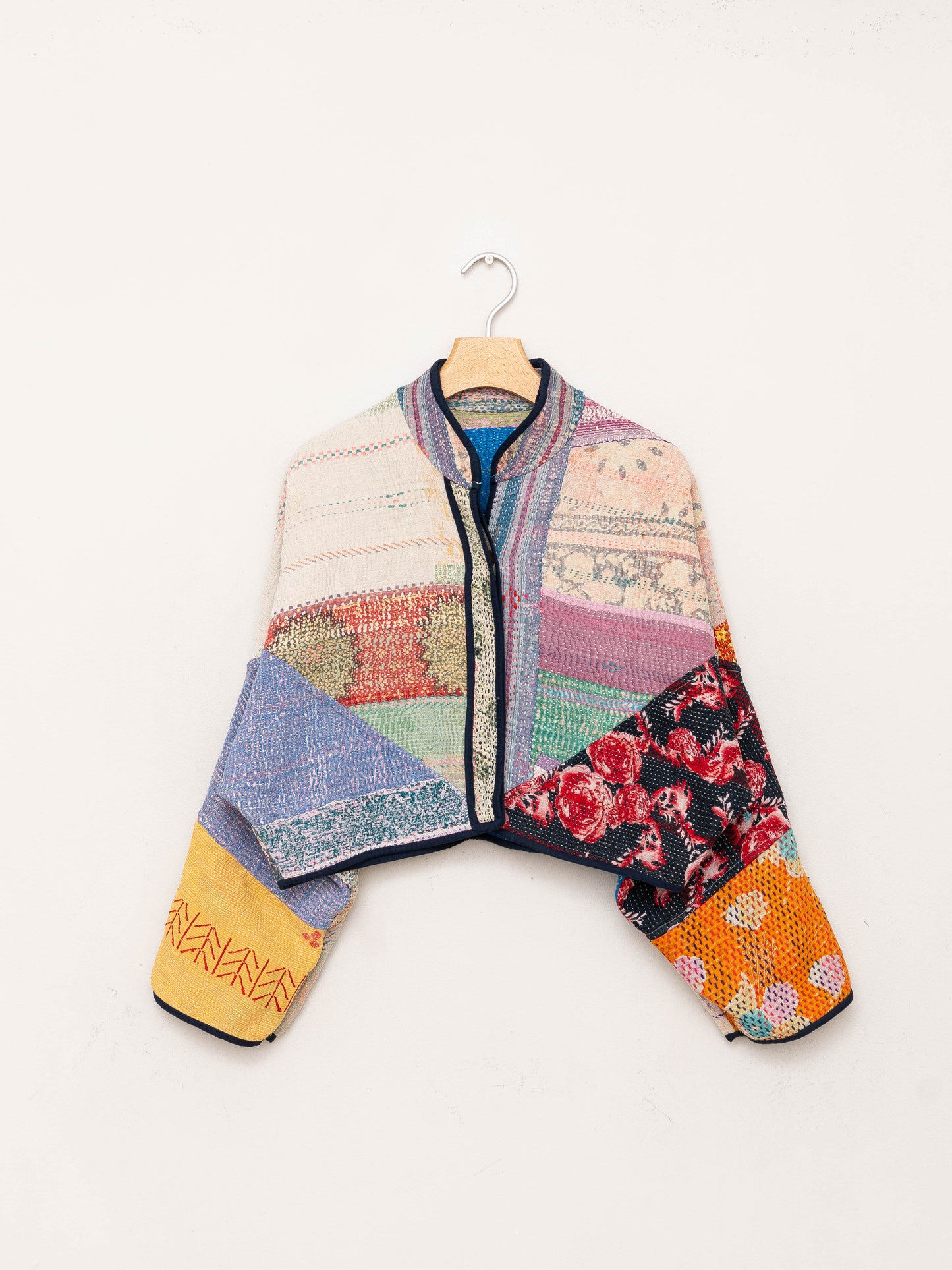 The Kaira Cropped Quilted Patchwork Kantha Jacket