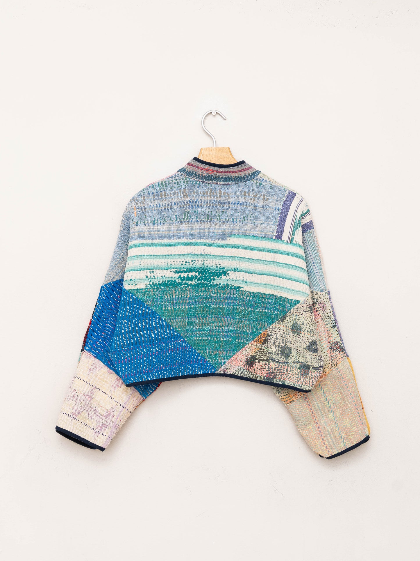 The Kaira Cropped Quilted Patchwork Kantha Jacket