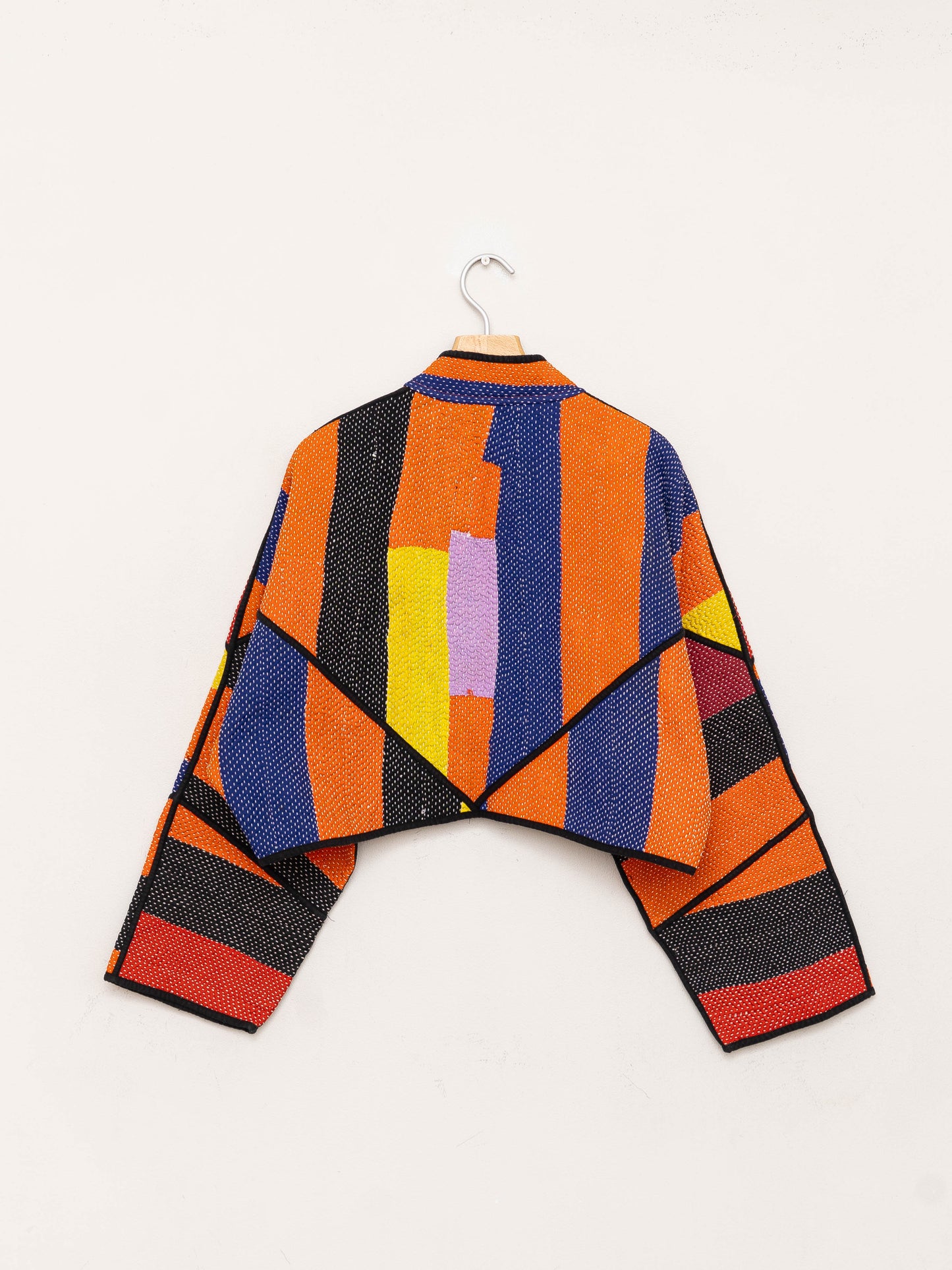 The Kaira Cropped Quilted Patchwork Kantha Jacket