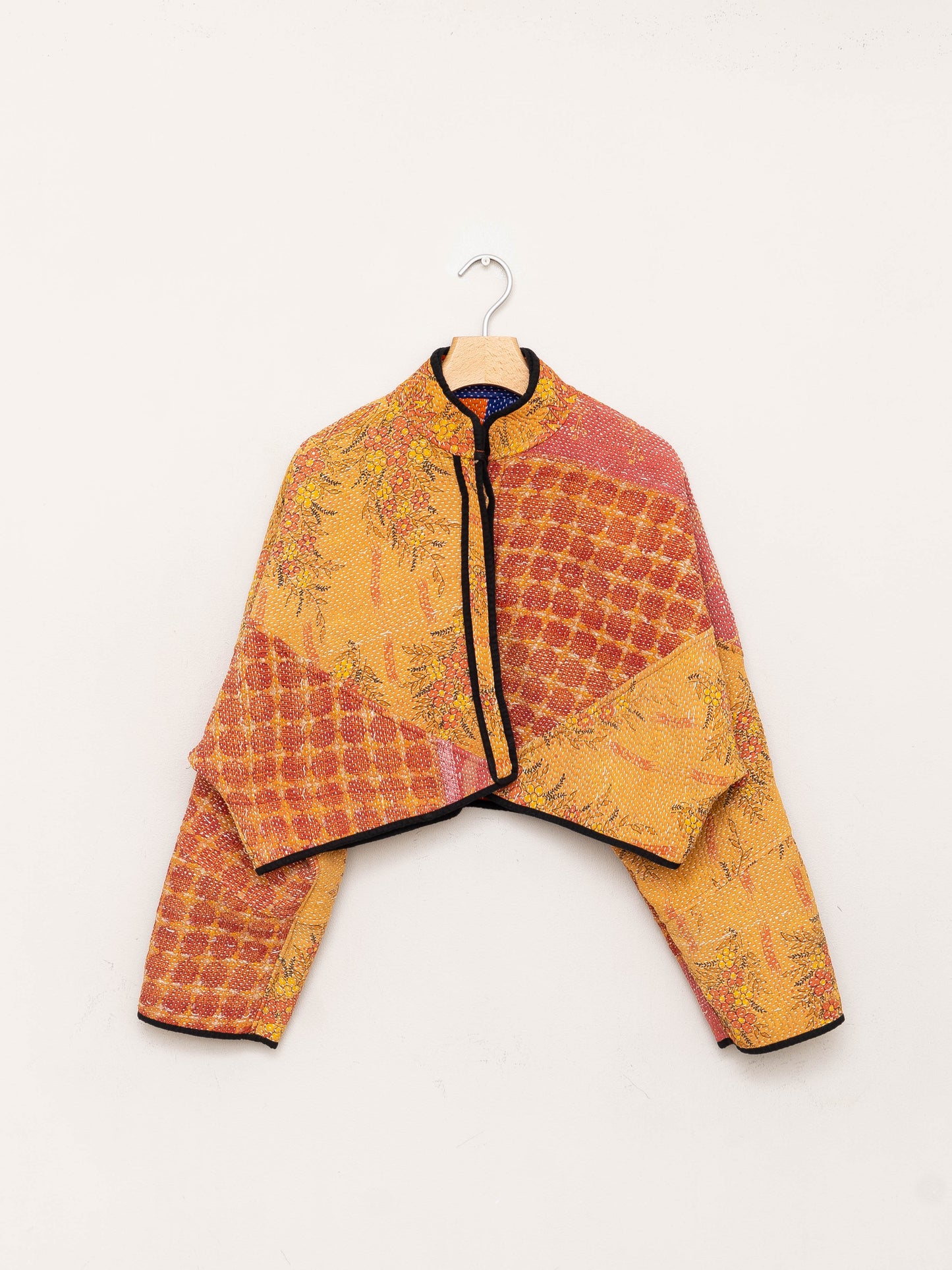 The Kaira Cropped Quilted Patchwork Kantha Jacket