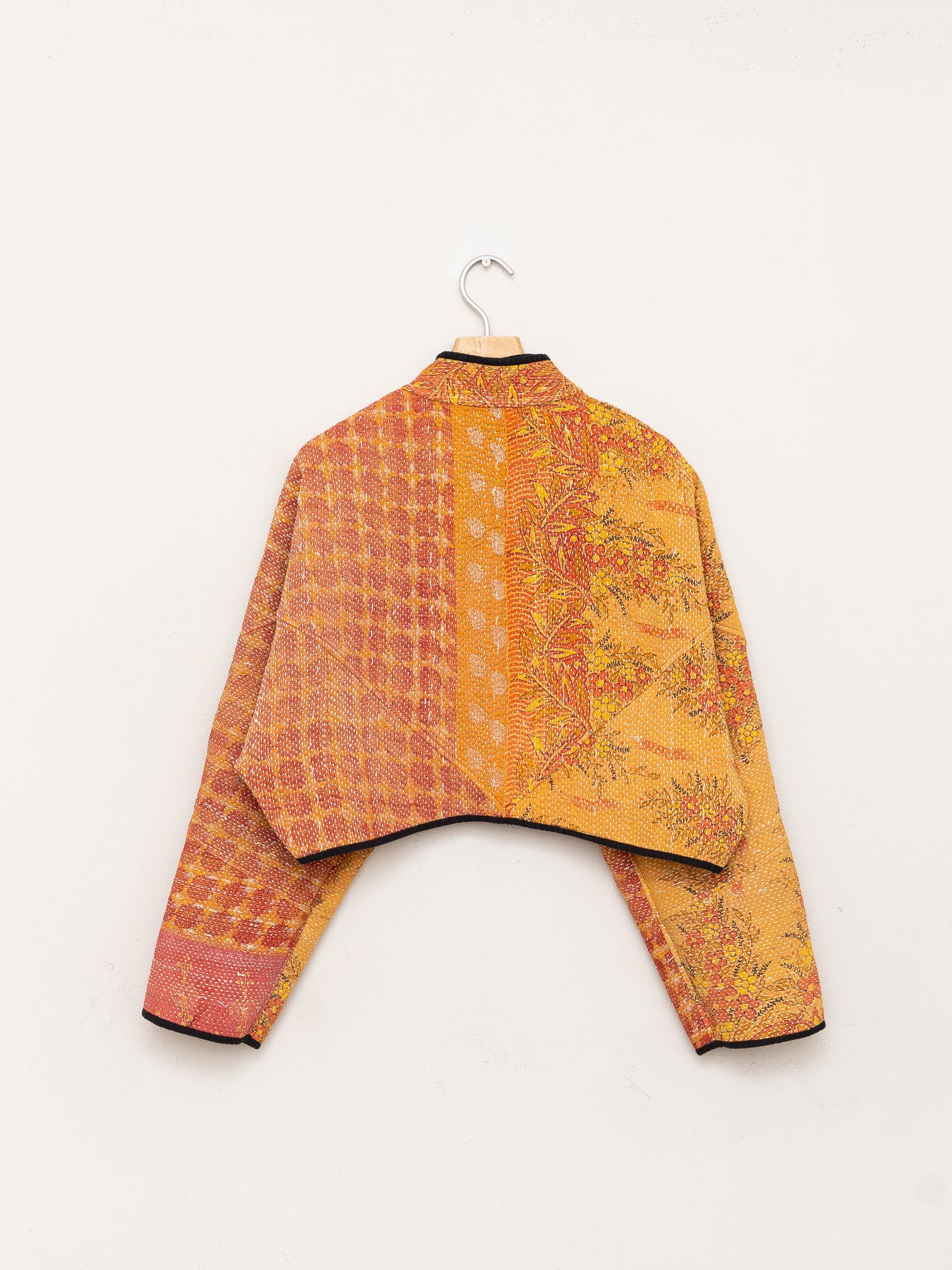 The Kaira Cropped Quilted Patchwork Kantha Jacket