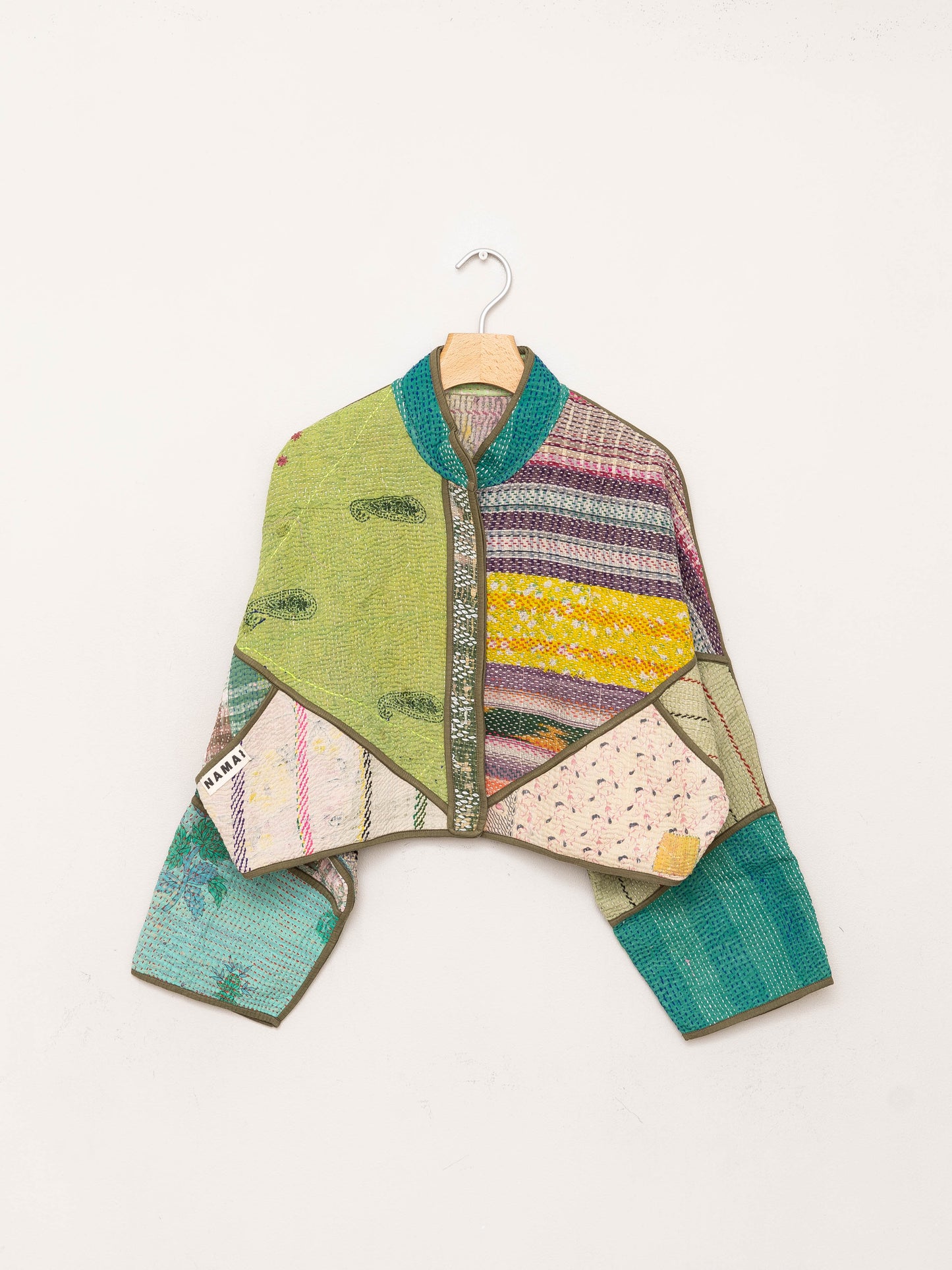 The Kaira Cropped Quilted Patchwork Kantha Jacket