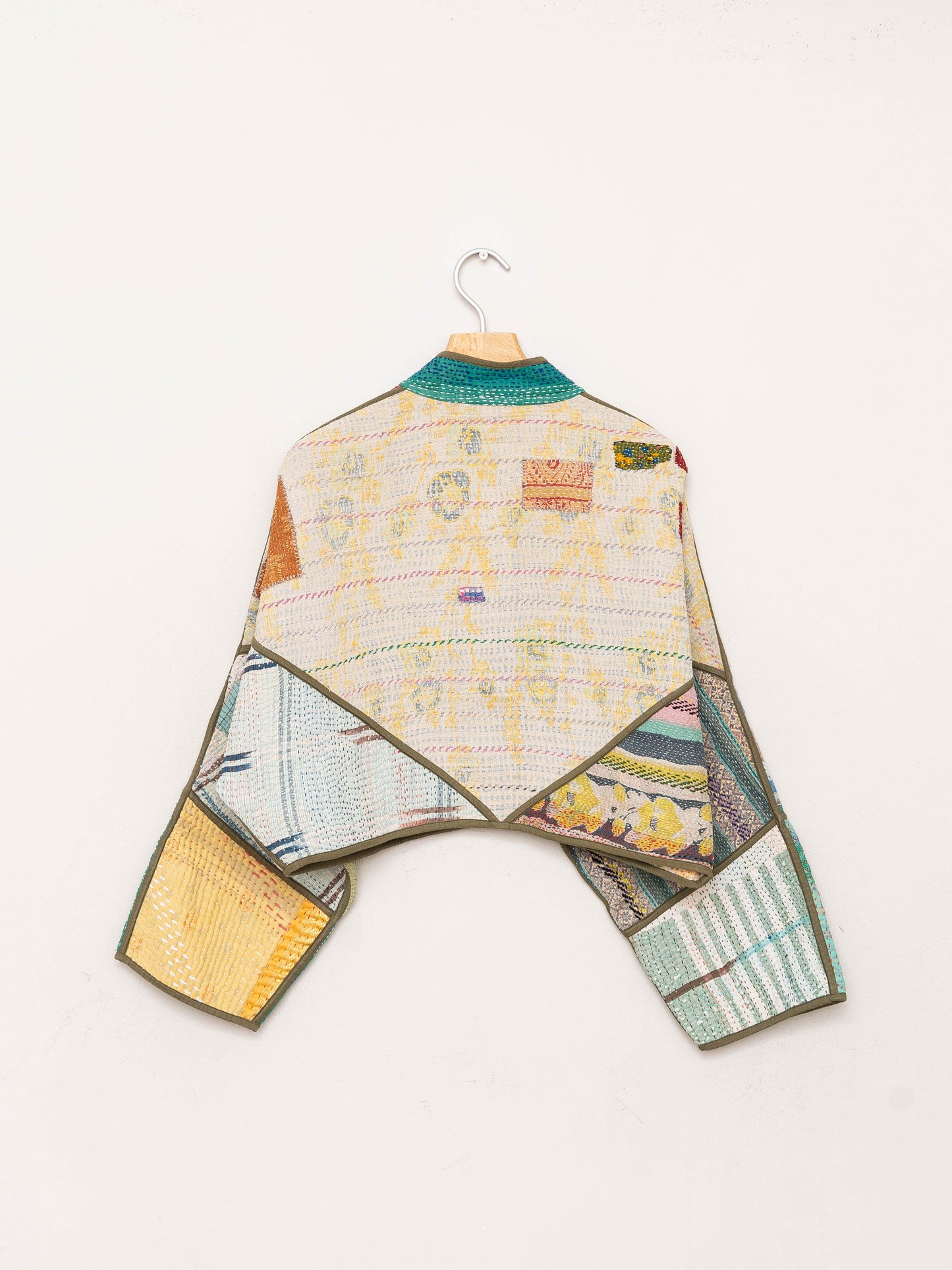 The Kaira Cropped Quilted Patchwork Kantha Jacket