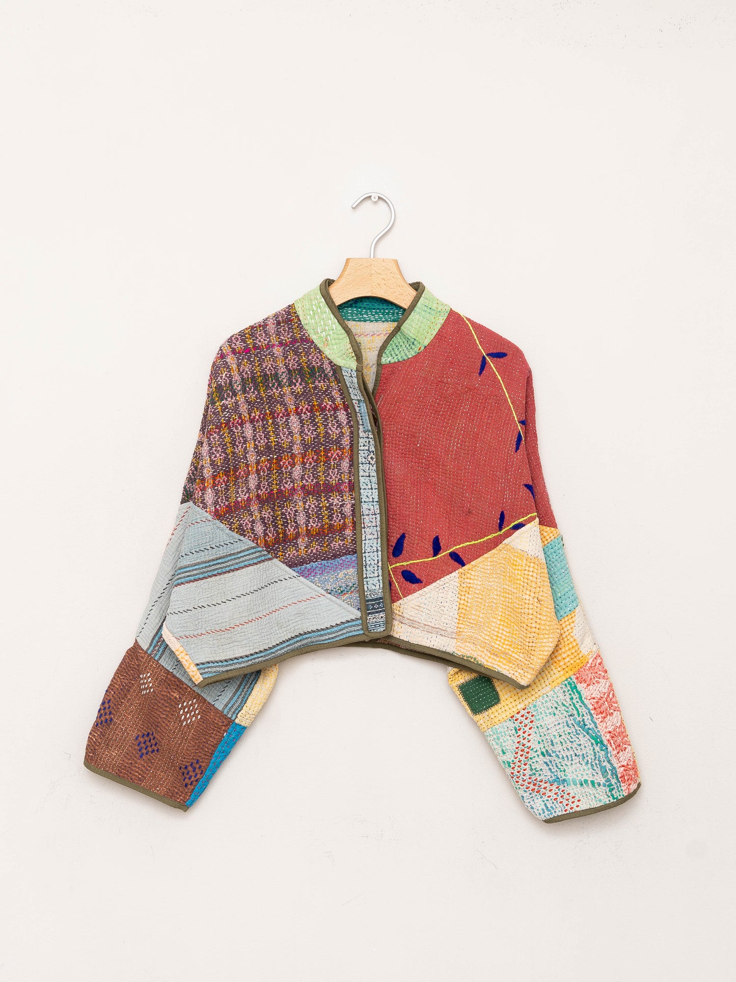 The Kaira Cropped Quilted Patchwork Kantha Jacket