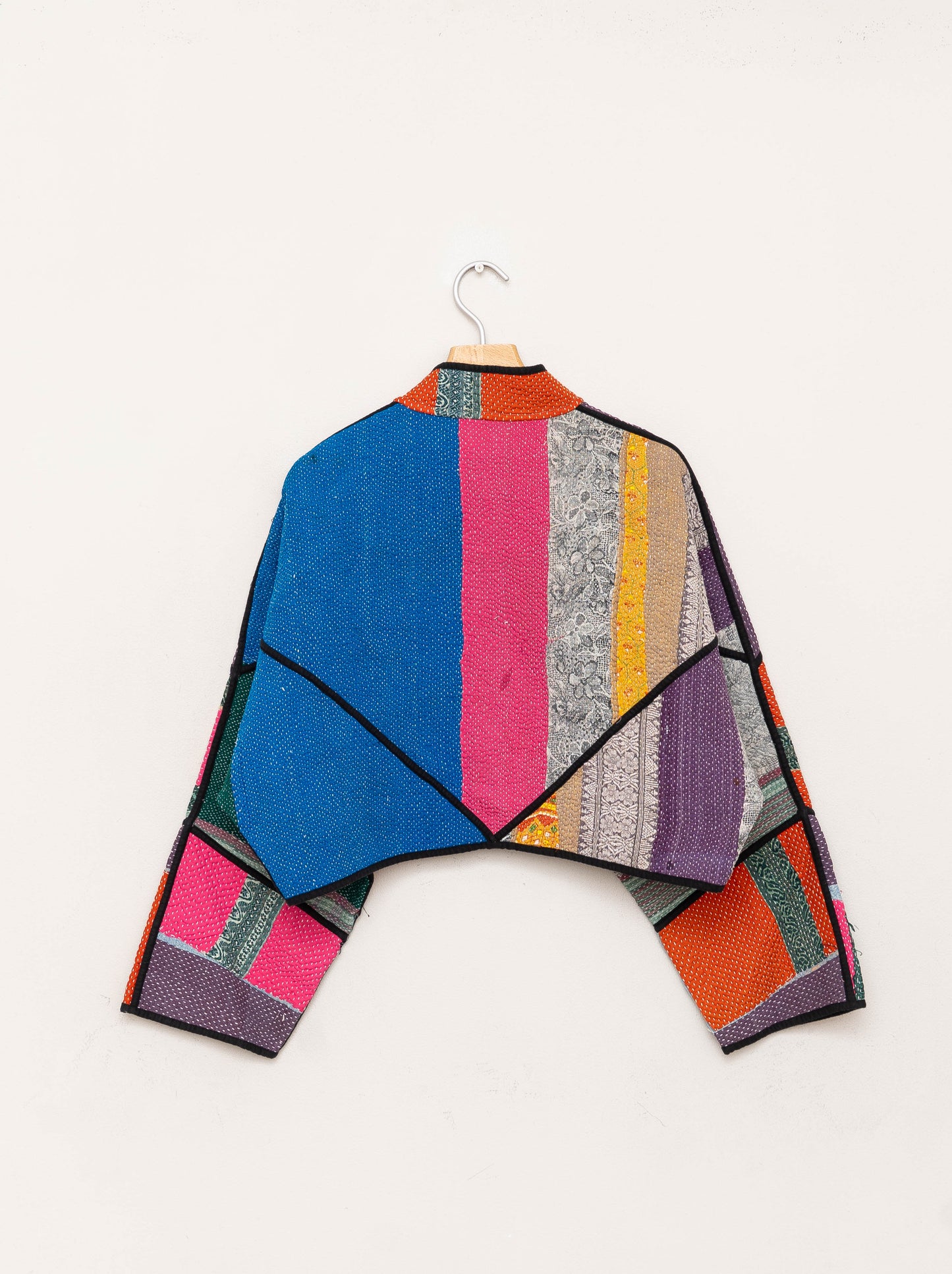 The Kaira Cropped Quilted Patchwork Kantha Jacket