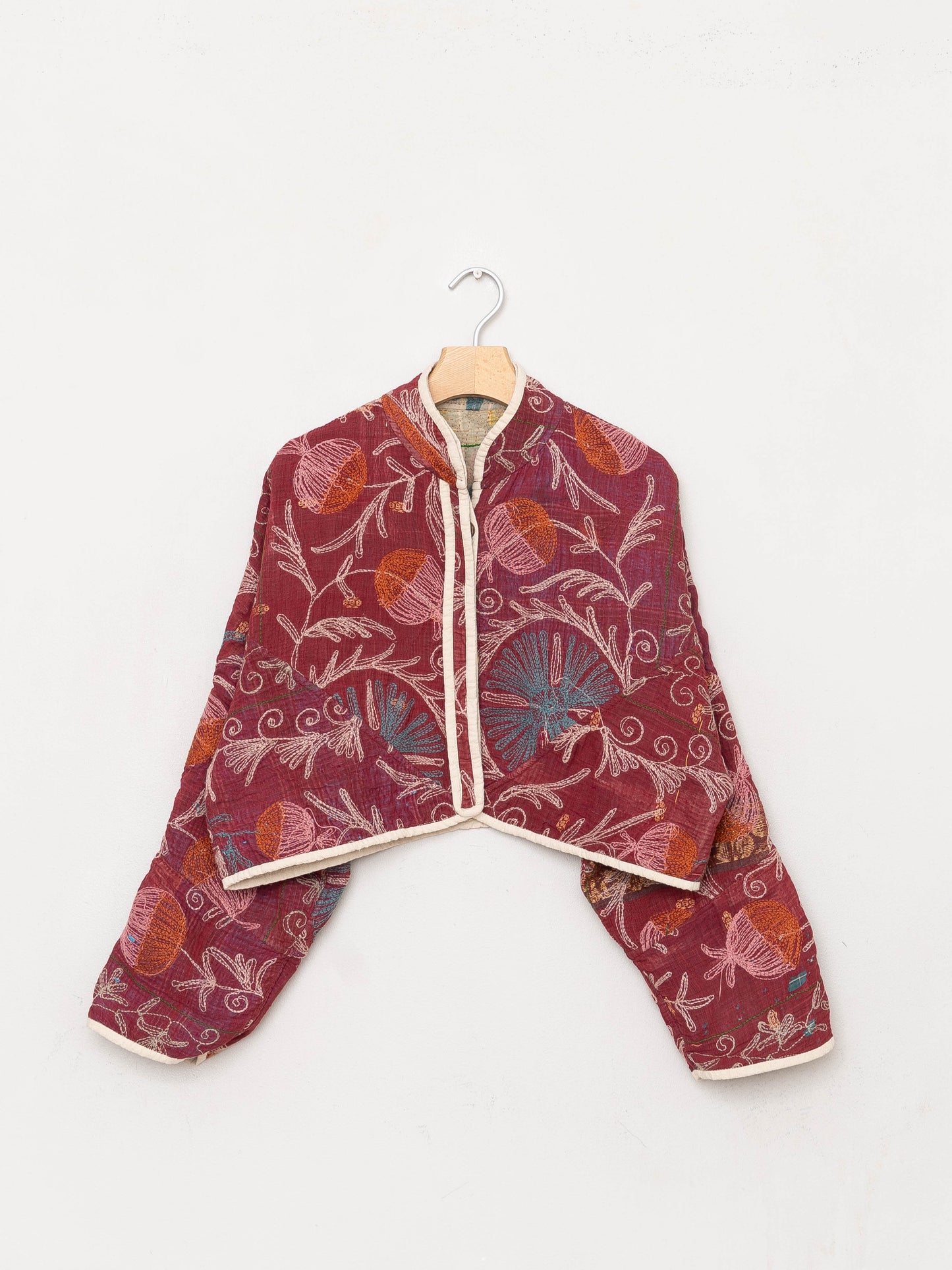 The Kaira Cropped Suzani Quilted Kantha Jacket