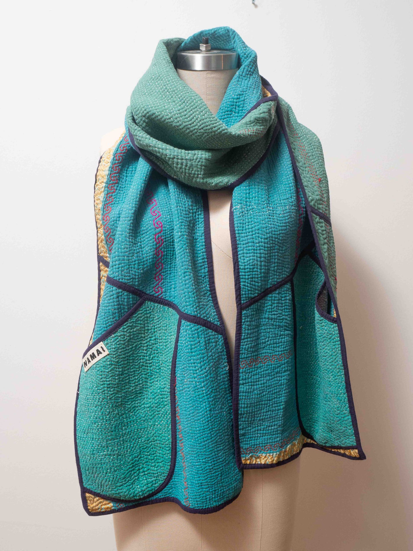 The Gopi Quilted Patchwork Kantha Pocket Scarf