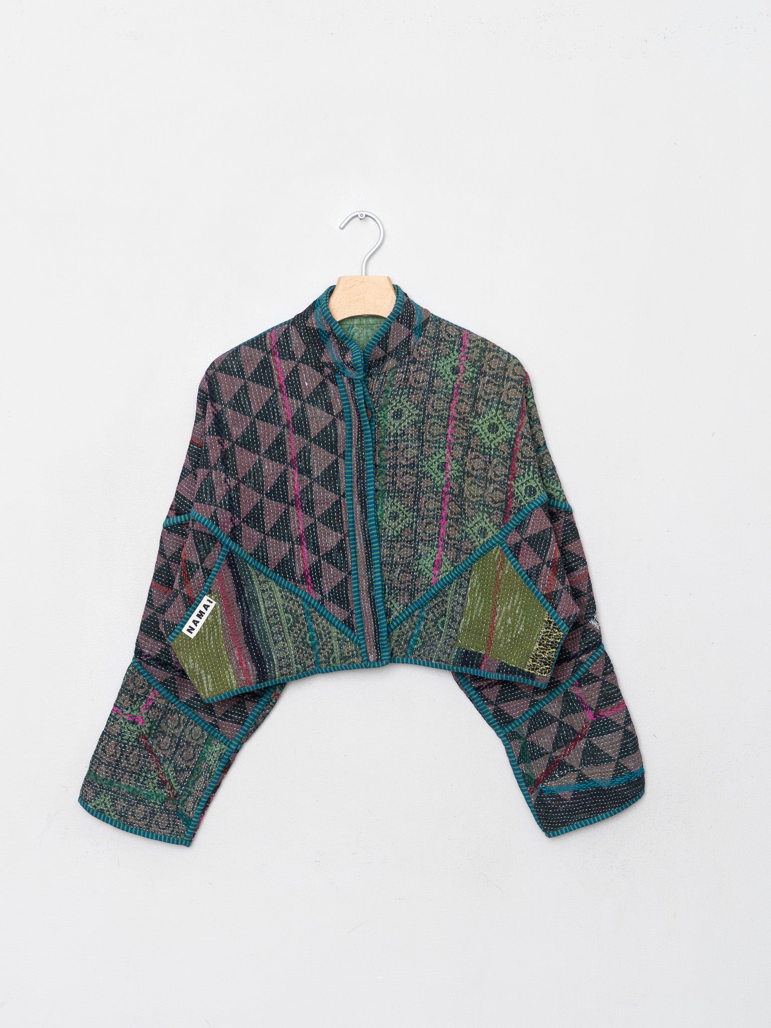 The Kaira Cropped Quilted Indigo Kantha Jacket Wholesale