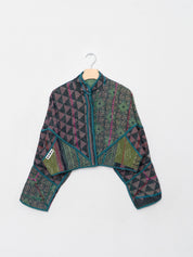 The Kaira Cropped Quilted Indigo Kantha Jacket Wholesale