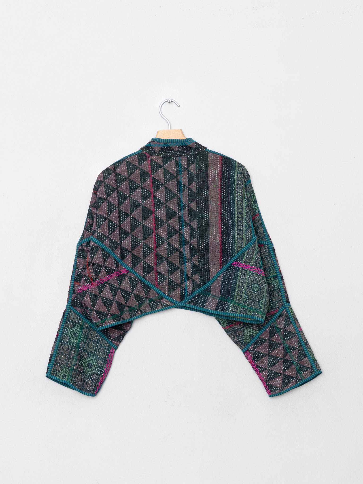 The Kaira Cropped Quilted Indigo Kantha Jacket Wholesale