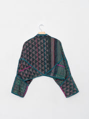 The Kaira Cropped Quilted Indigo Kantha Jacket Wholesale