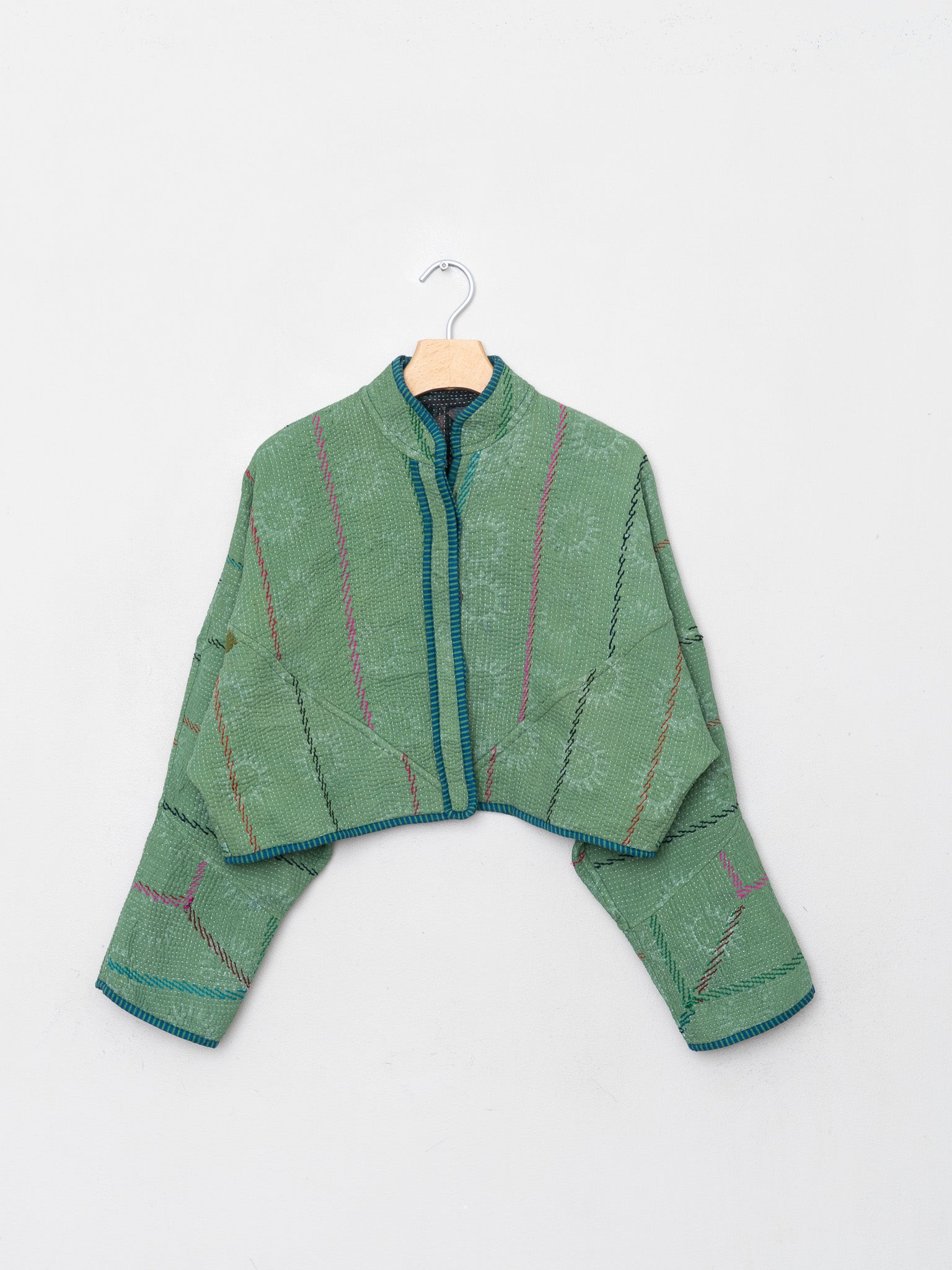 The Kaira Cropped Quilted Indigo Kantha Jacket Wholesale