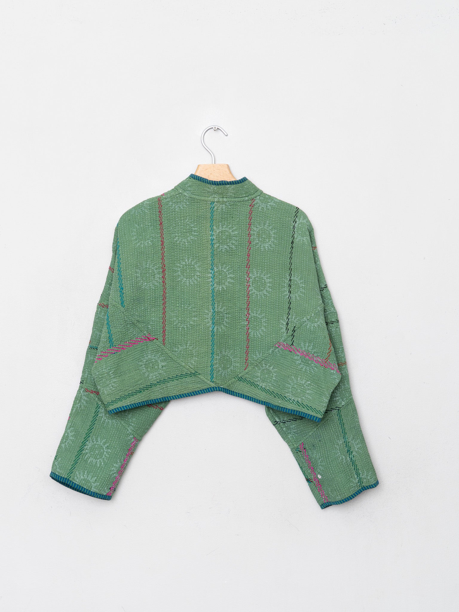 The Kaira Cropped Quilted Indigo Kantha Jacket Wholesale