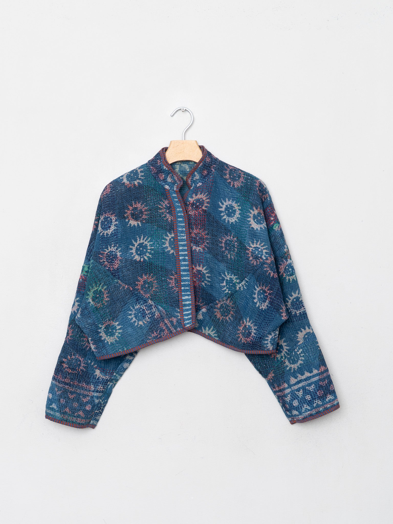 The Kaira Cropped Quilted Indigo Kantha Jacket Wholesale