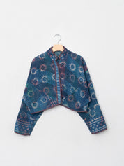 The Kaira Cropped Quilted Indigo Kantha Jacket Wholesale